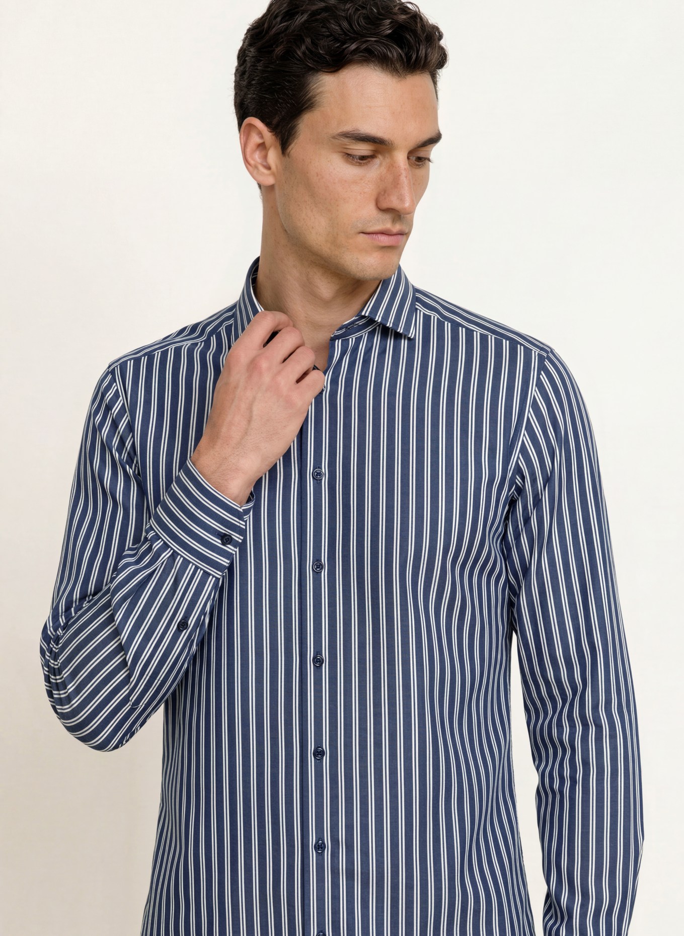 OLYMP Hemd Luxor modern fit: DUNKELBLAU / KHAKI / WEISS