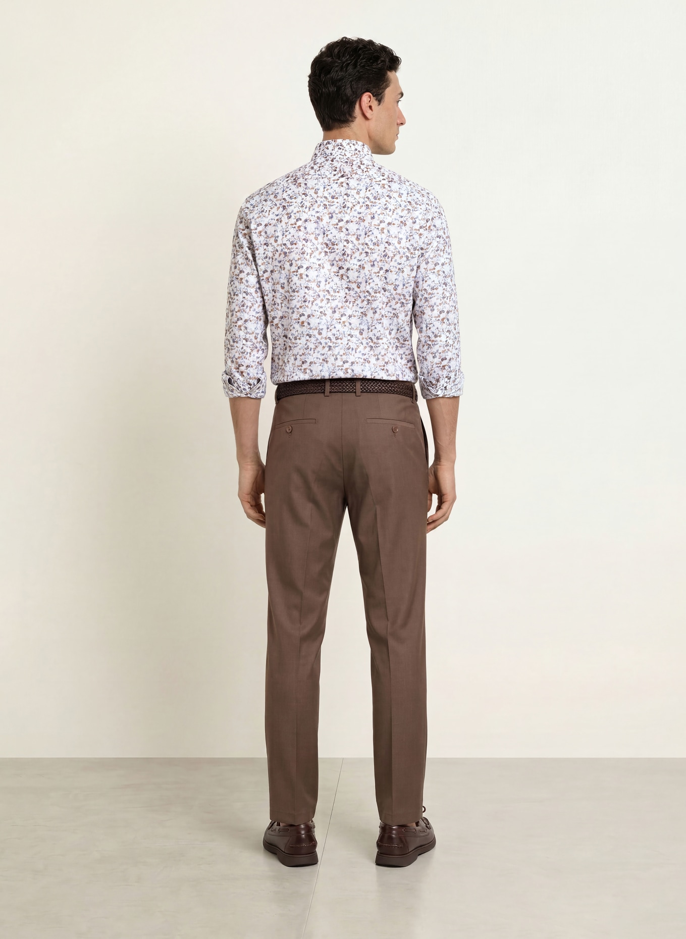 OLYMP Hemd Luxor modern fit: WEISS / COGNAC / BLAUGRAU