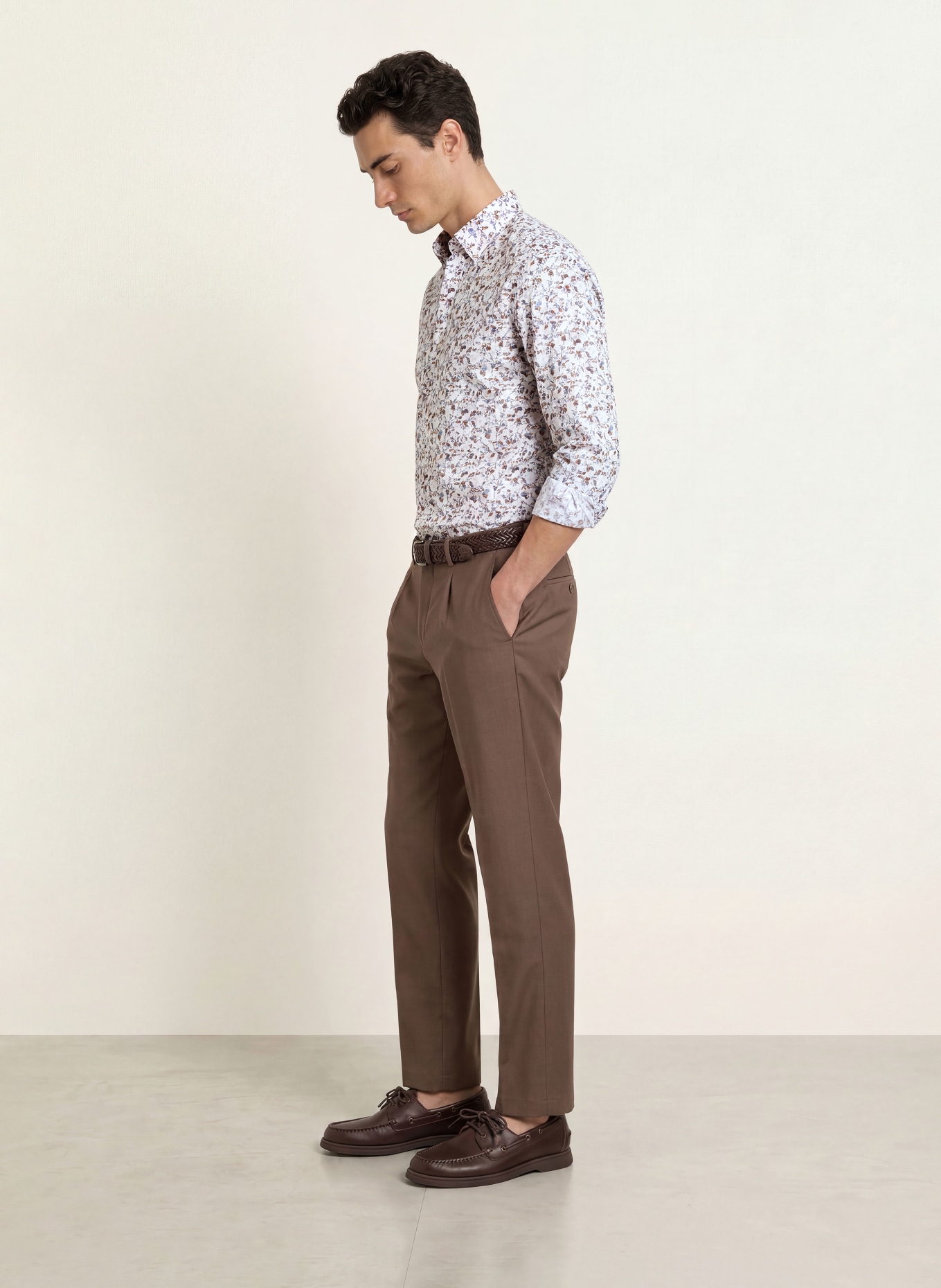 OLYMP Hemd Luxor modern fit: WEISS / COGNAC / BLAUGRAU