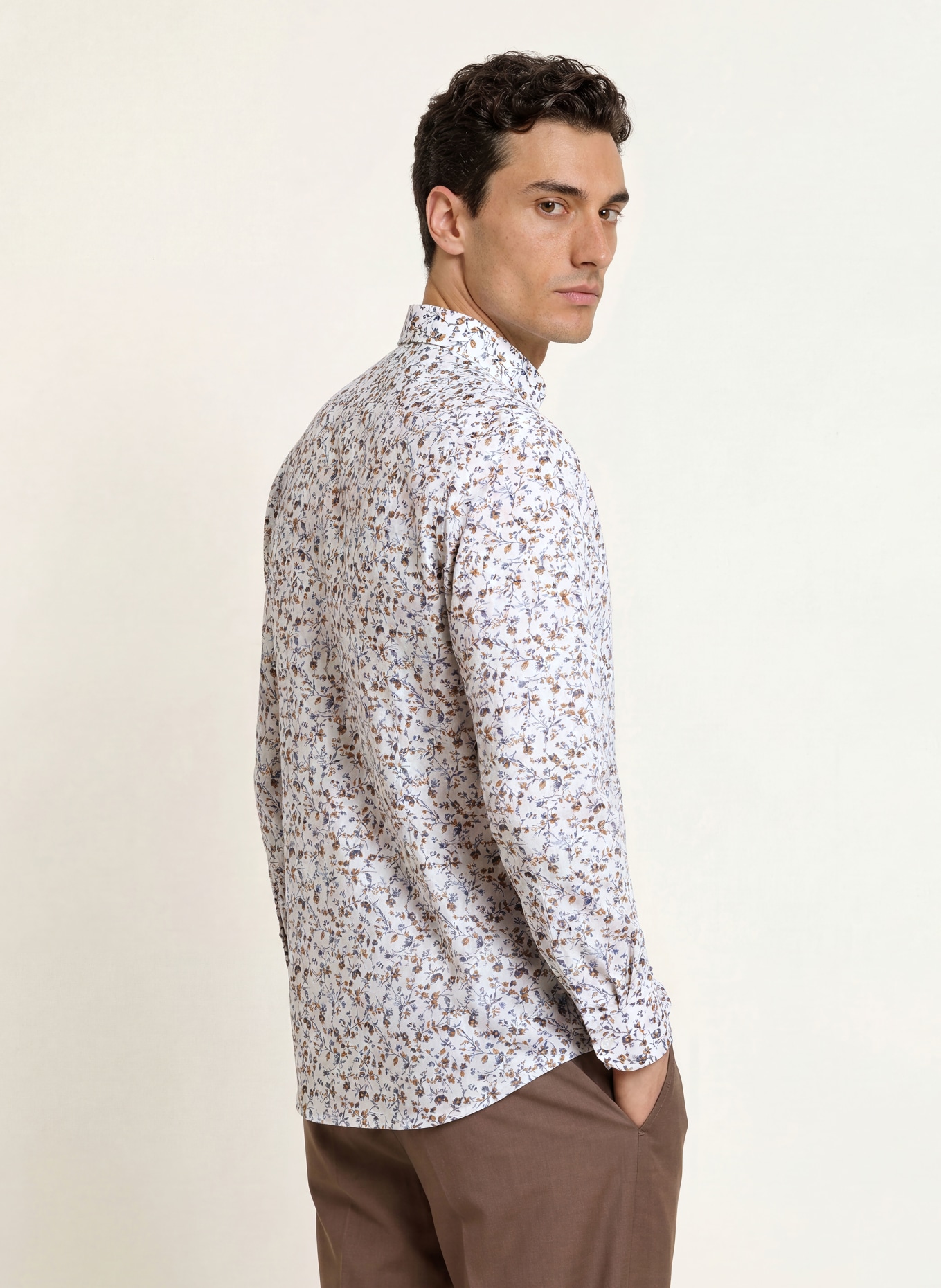 OLYMP Hemd Luxor modern fit: WEISS / COGNAC / BLAUGRAU