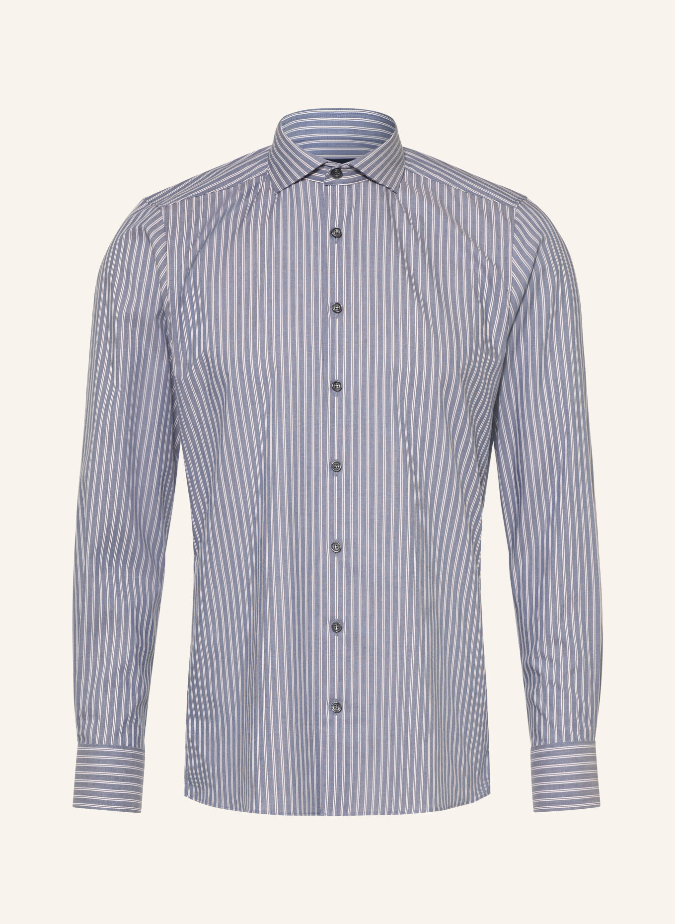 OLYMP Chemise Level Five coupe ajustée: BLEU FONCÉ / BLANC