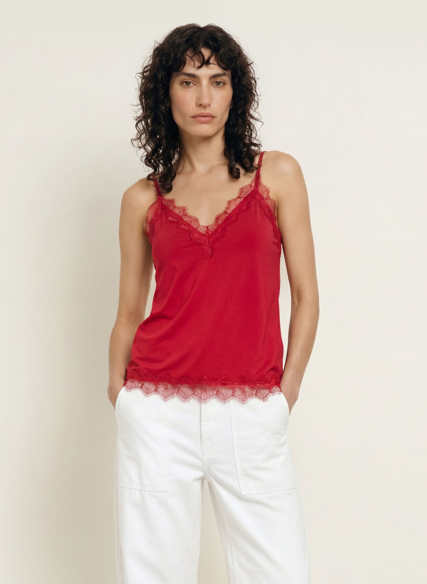 rosemunde Top BILLIE mit Spitze: ROT