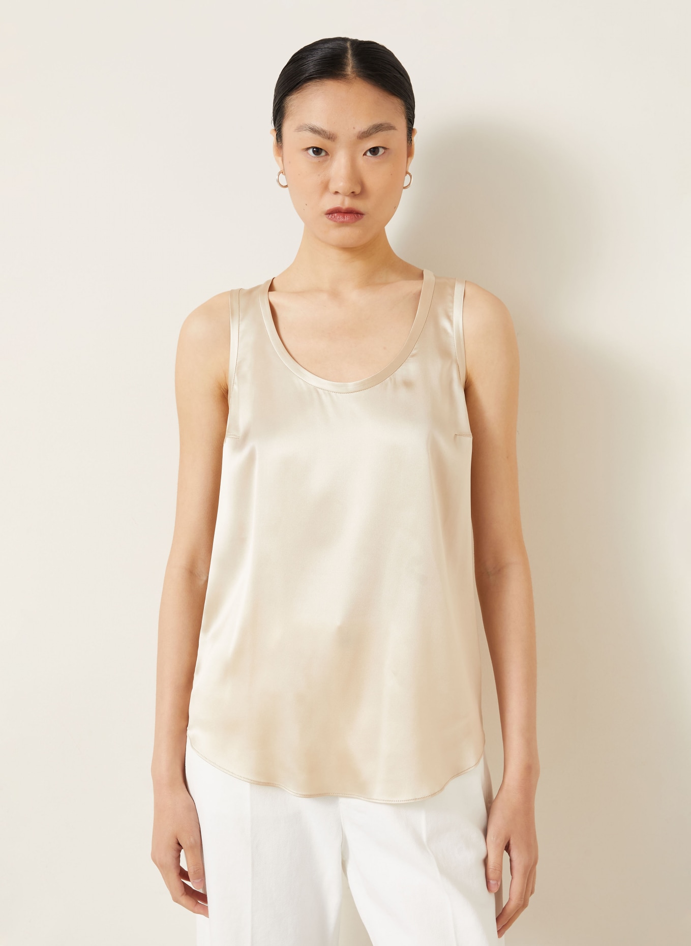 BRUNELLO CUCINELLI Silk top: LIGHT BROWN