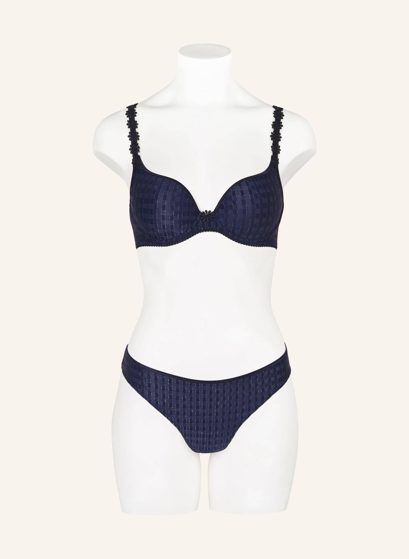 MARIE JO Thong AVERO: DARK BLUE / SILVER