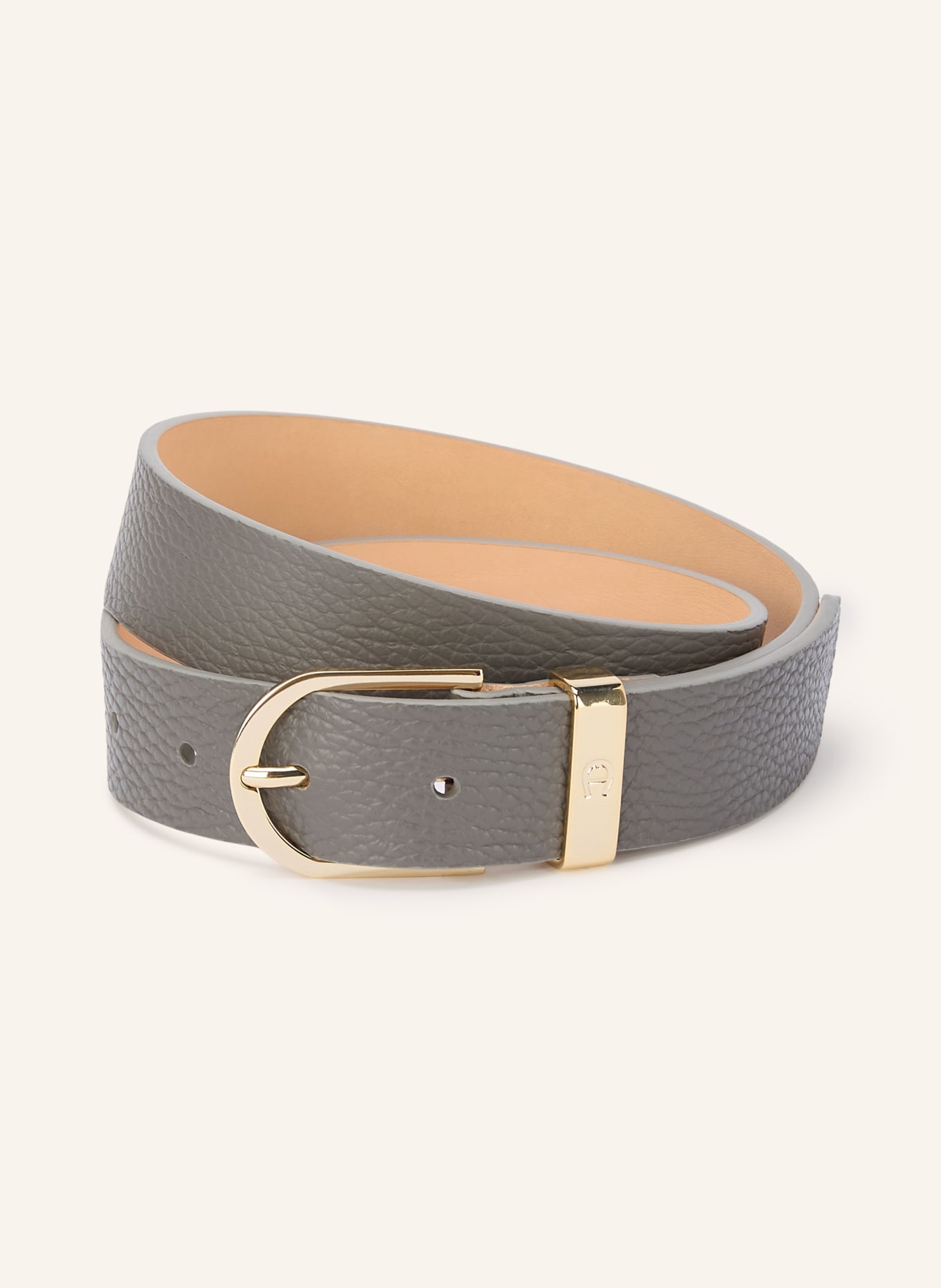 AIGNER Leather belt: GRAY / GOLD / LIGHT ORANGE