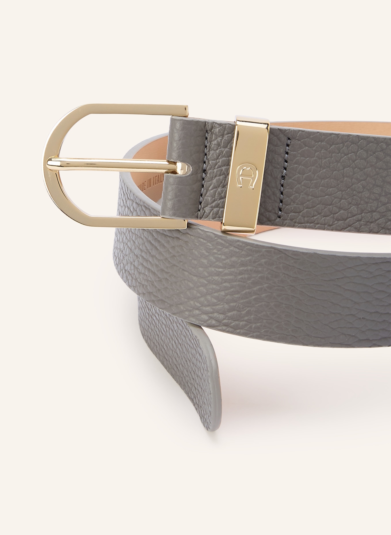 AIGNER Leather belt: GRAY / GOLD / LIGHT ORANGE