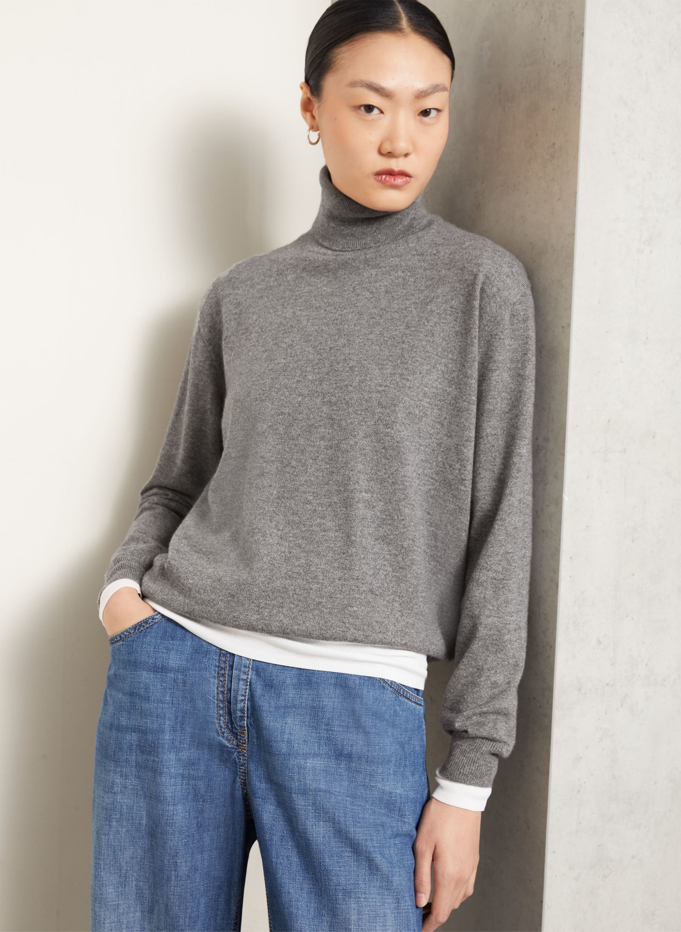 BRUNELLO CUCINELLI Rollkragenpullover aus Cashmere: GRAU
