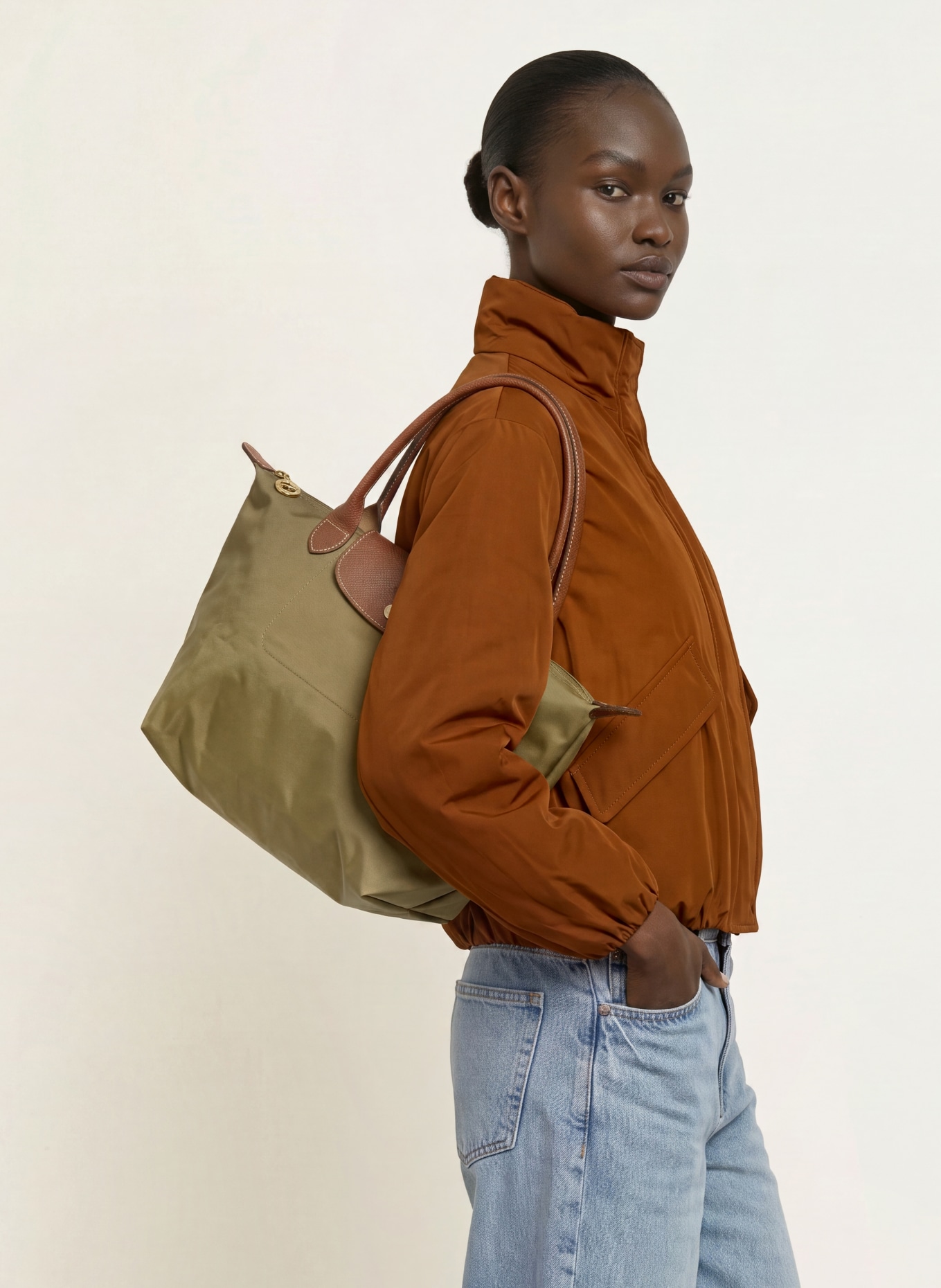 LONGCHAMP Handtasche LE PLIAGE S: OLIV / BRAUN