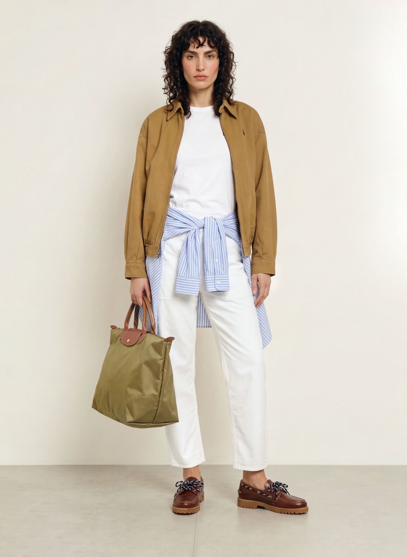 LONGCHAMP Shopper LE PLIAGE LARGE: OLIV / BRAUN