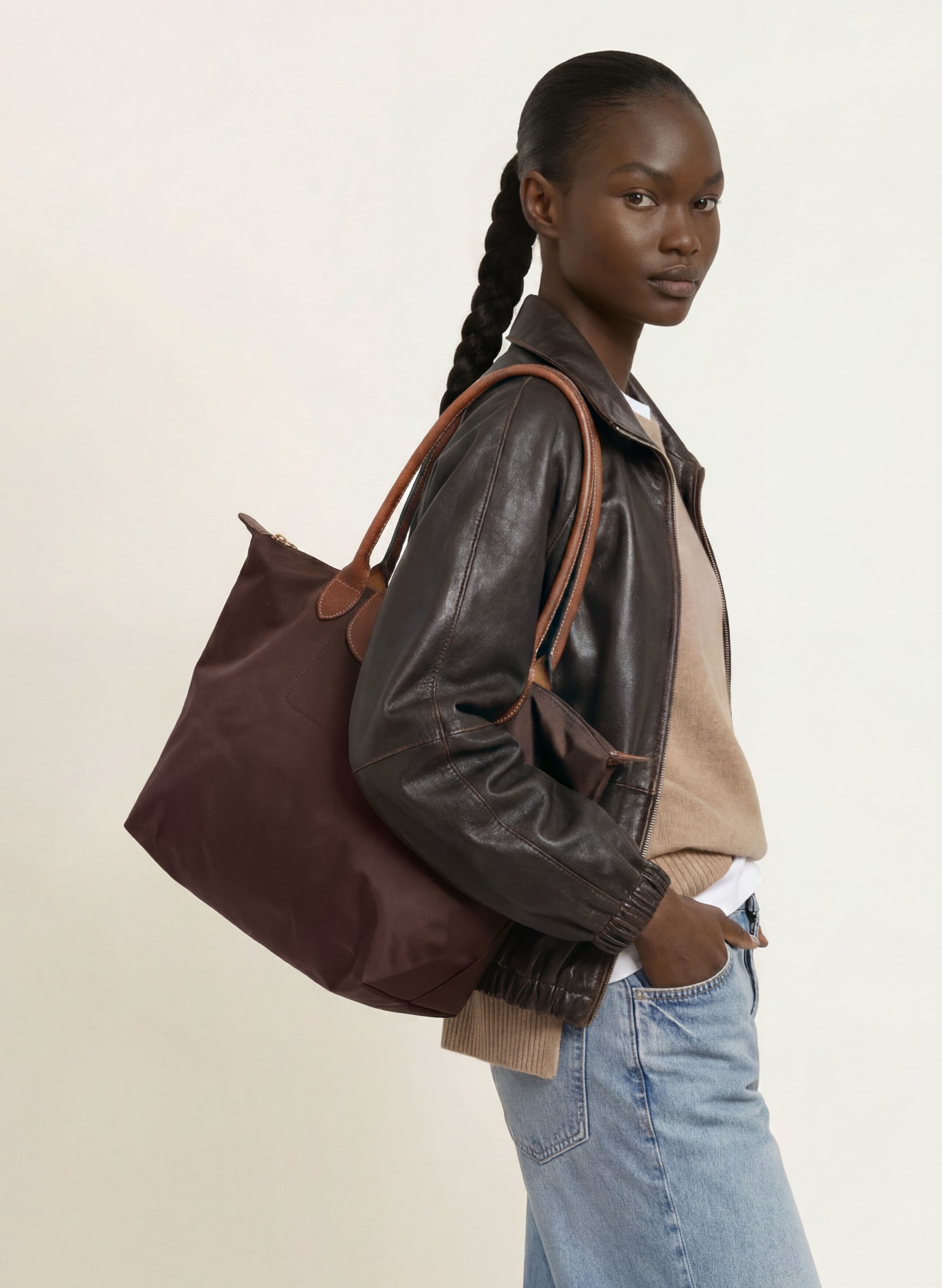 LONGCHAMP Shopper LE PLIAGE M: DUNKELBRAUN / BRAUN