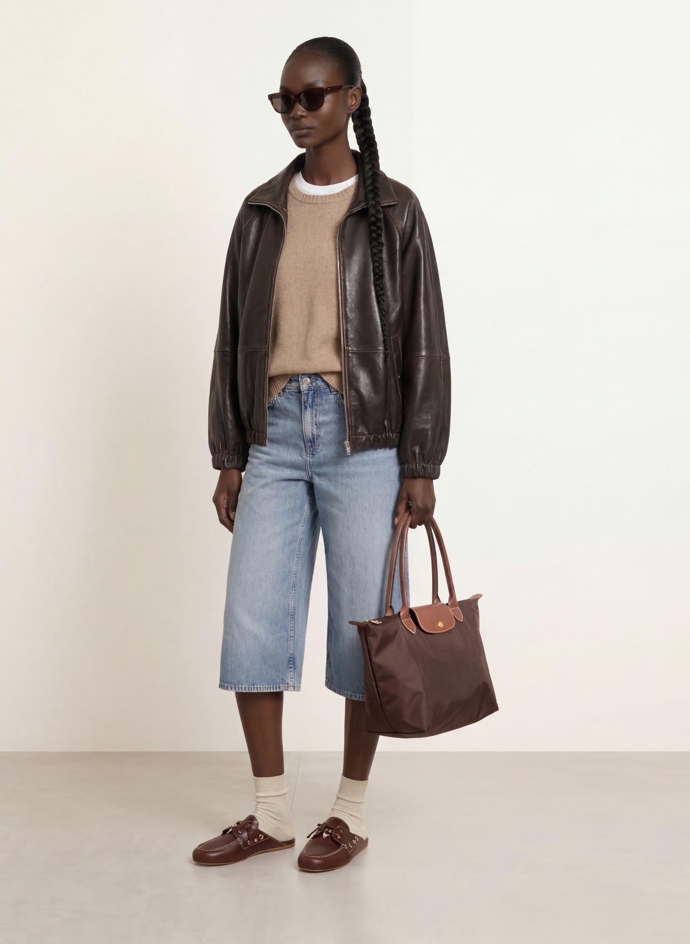LONGCHAMP Shopper LE PLIAGE M: DUNKELBRAUN / BRAUN