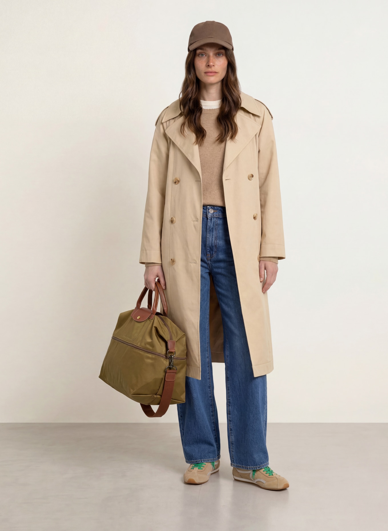 LONGCHAMP Weekender LE PLIAGE: OLIV / BRAUN