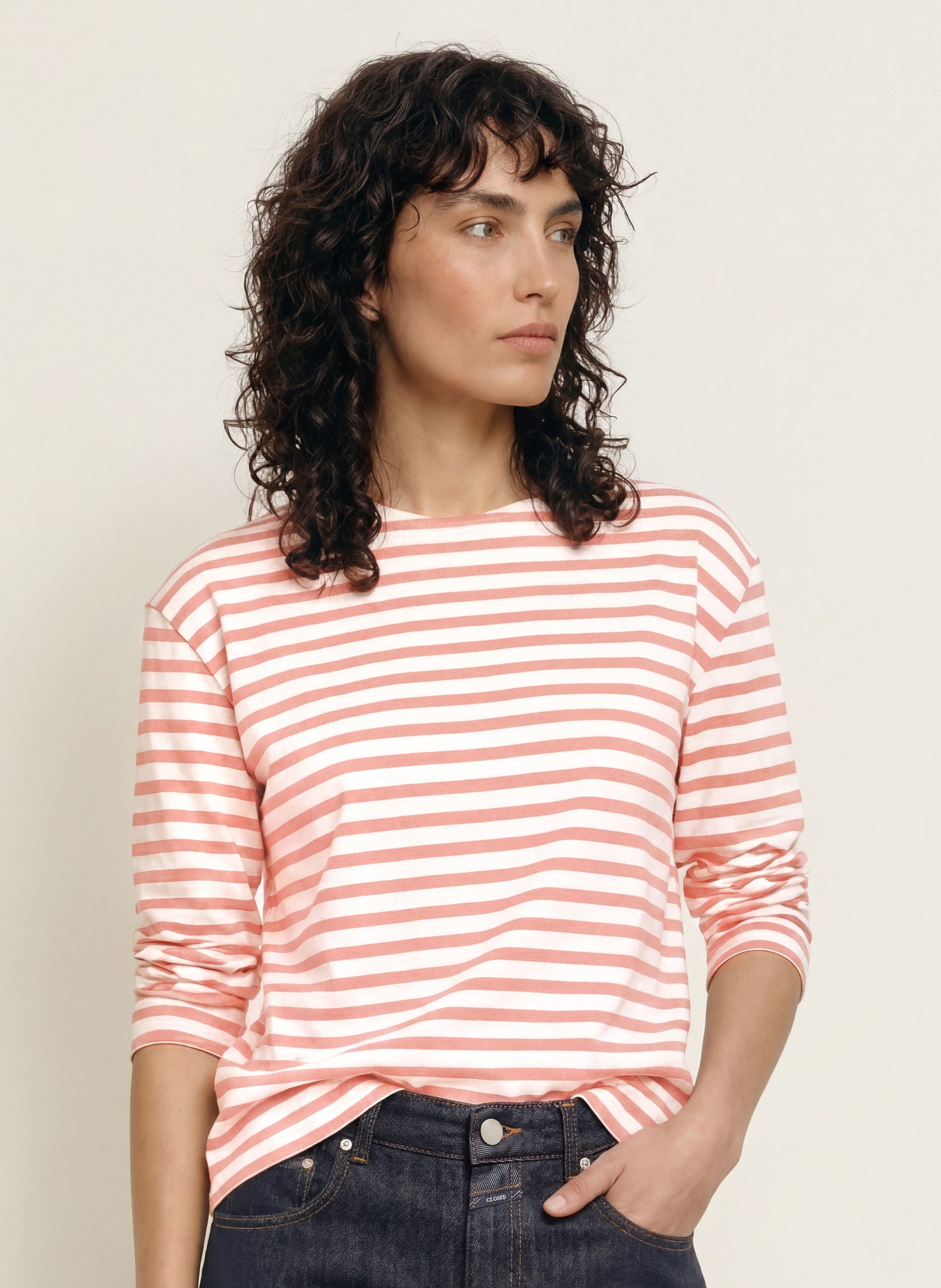 CLOSED Longsleeve: ECRU / LICHTROOD