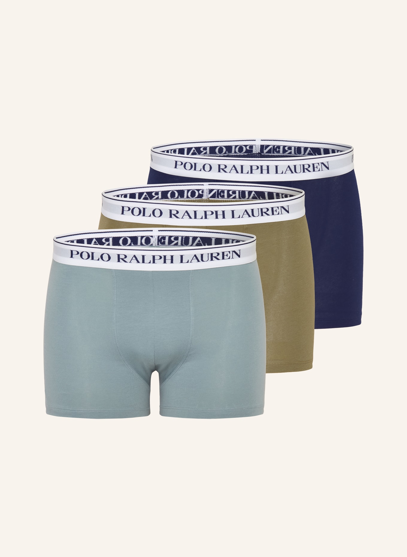 POLO RALPH LAUREN 3er-Pack Boxershorts: DUNKELBLAU / BLAUGRAU / OLIV