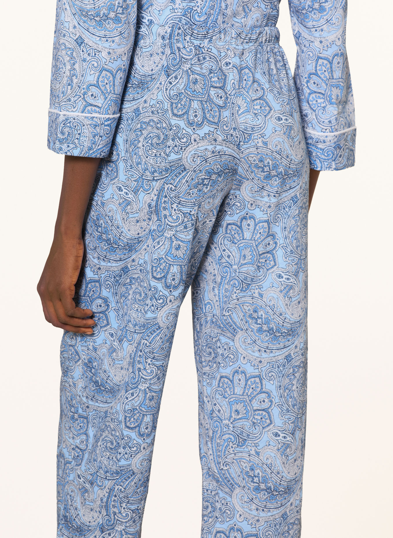 LAUREN RALPH LAUREN 3/4-Schlafanzug: BLAU / HELLBLAU / WEISS
