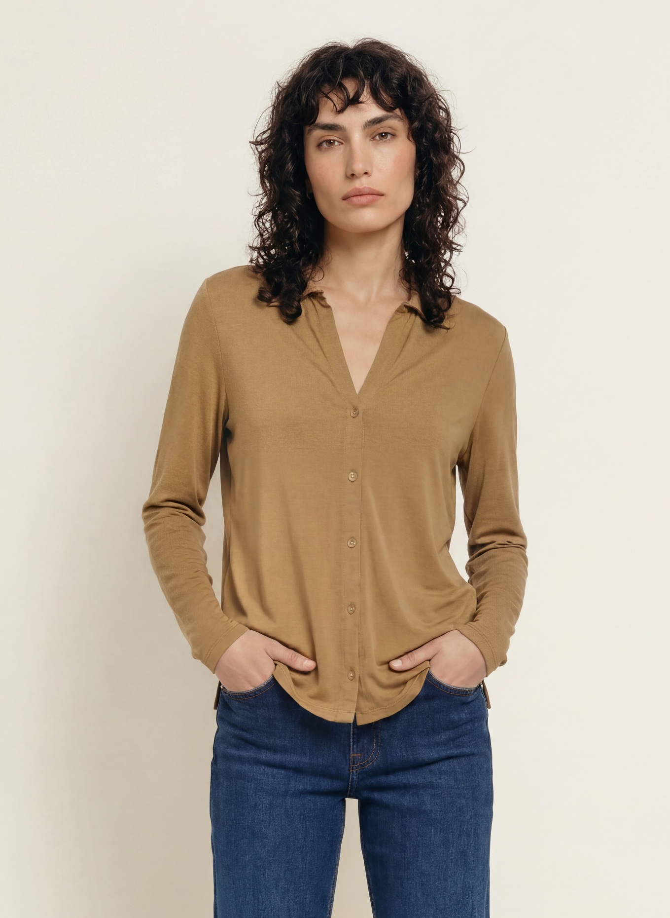 MAJESTIC FILATURES Cămașă din jersey: CAMEL