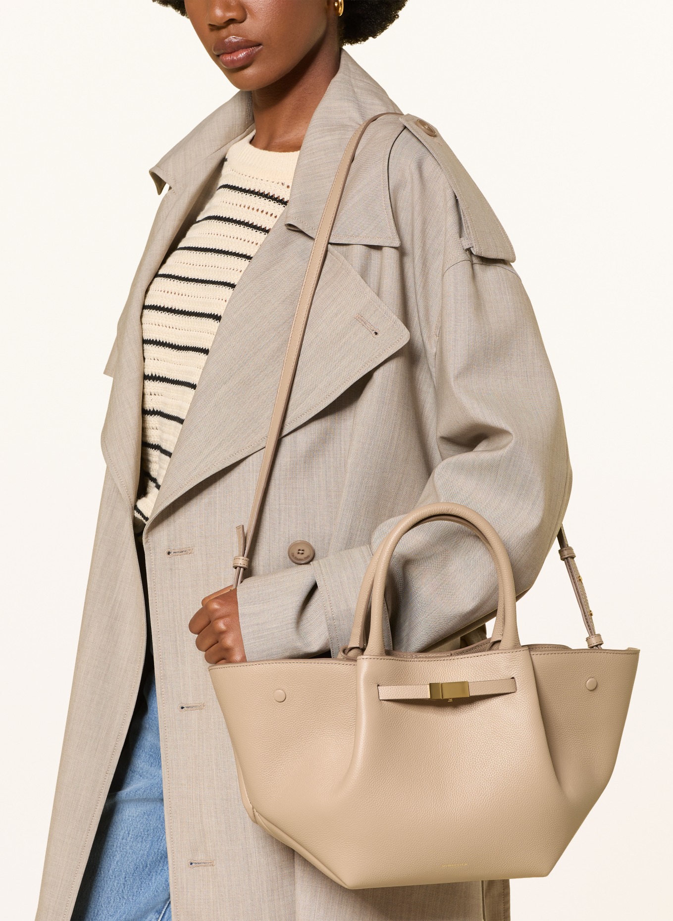 DEMELLIER Handtas THE MIDI NEW YORK: BEIGE / GOUD
