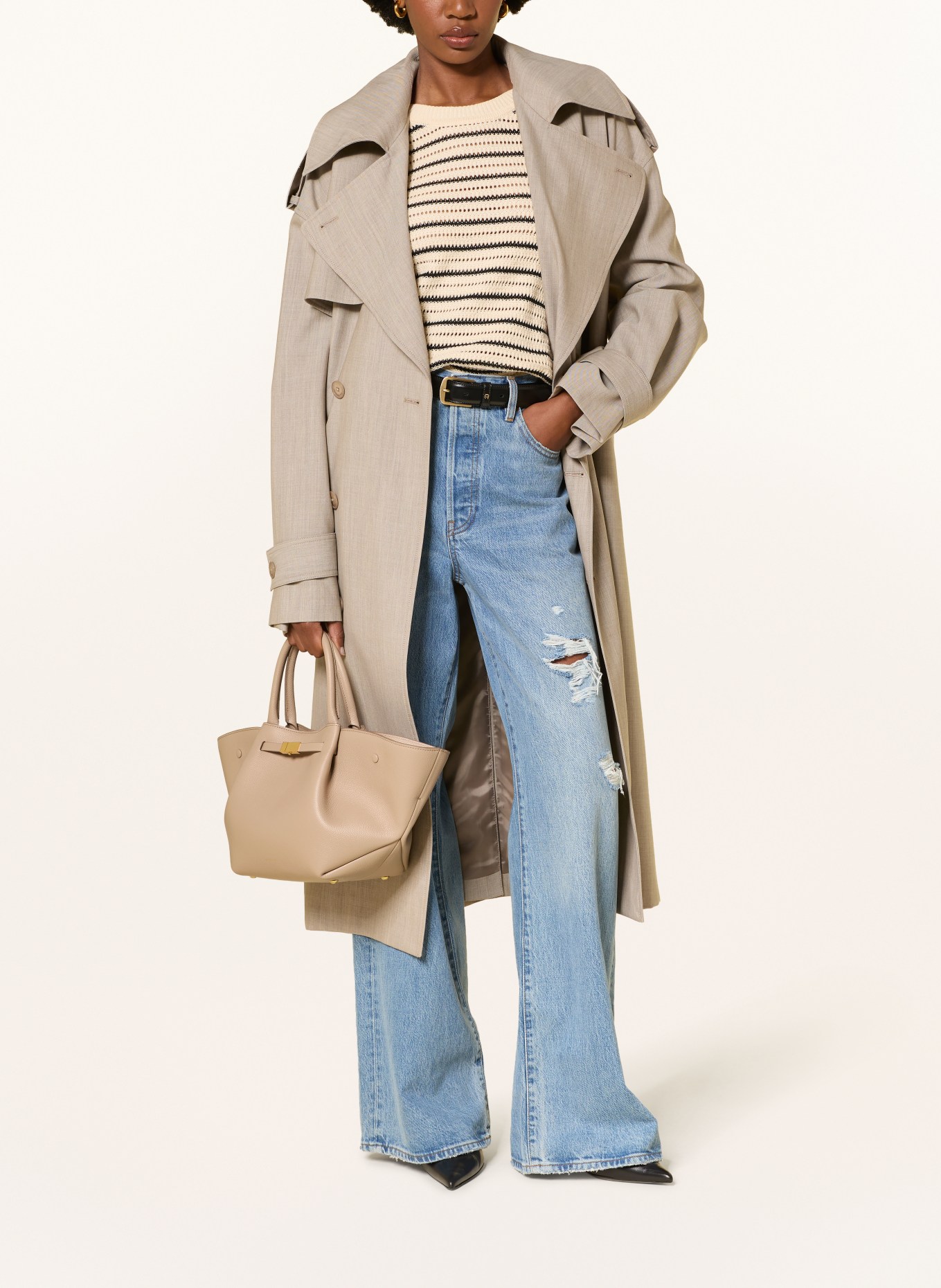 DEMELLIER Handtas THE MIDI NEW YORK: BEIGE / GOUD