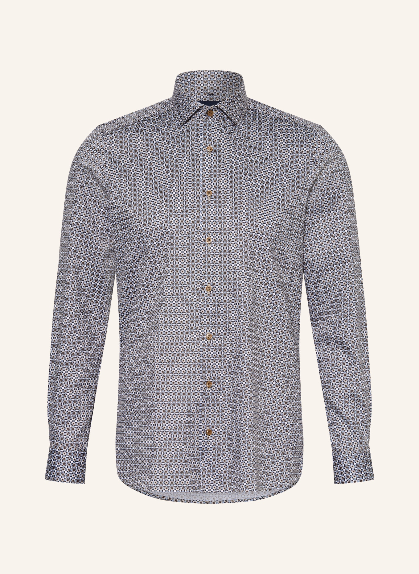 OLYMP Jerseyhemd Level Five 24/Seven body fit: BRAUN / CREME / BLAUGRAU