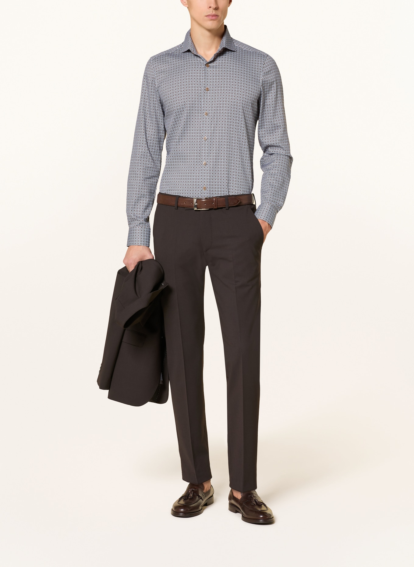 OLYMP Jerseyhemd Level Five 24/Seven body fit: BRAUN / CREME / BLAUGRAU