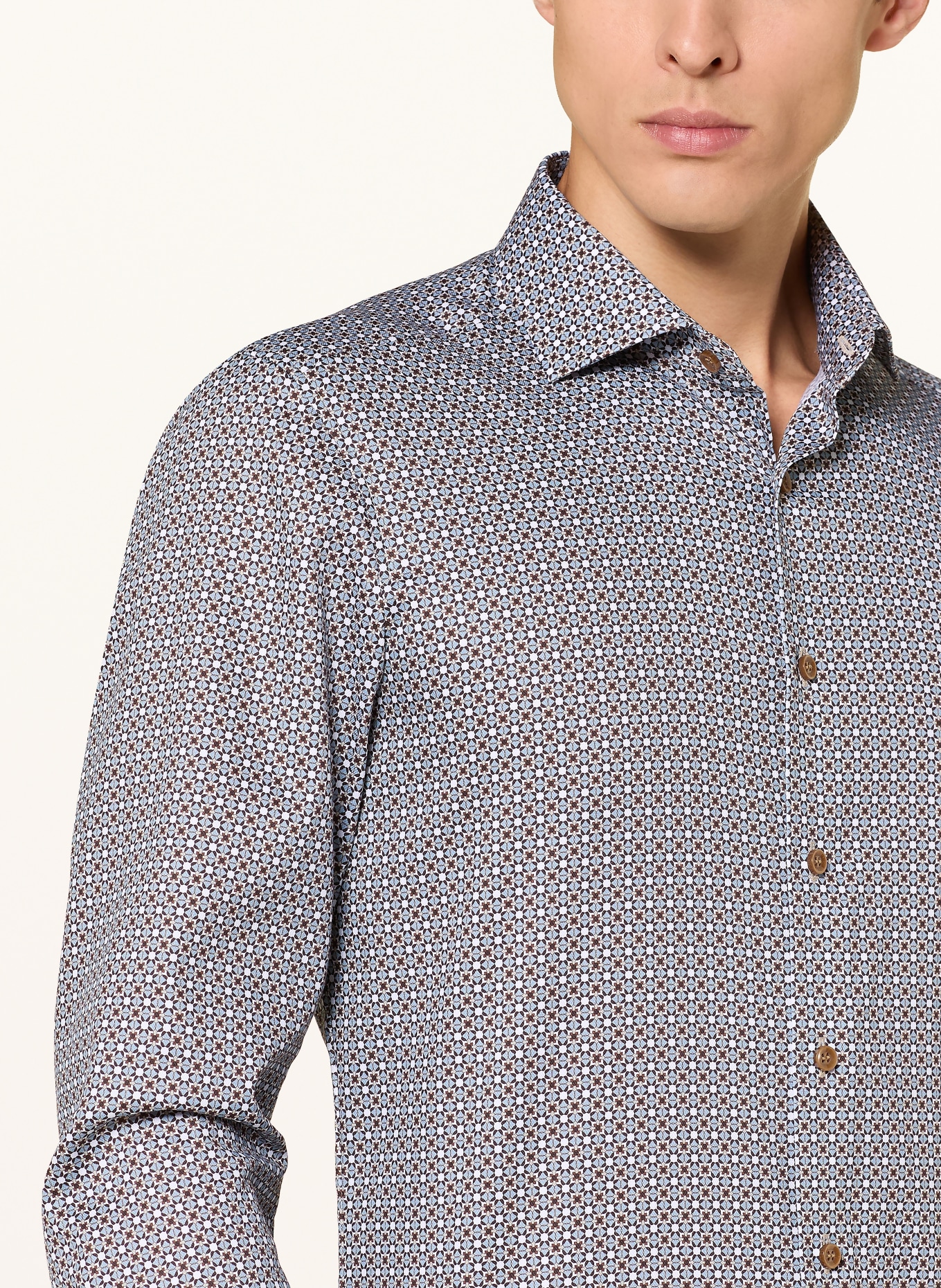 OLYMP Jerseyhemd Level Five 24/Seven body fit: BRAUN / CREME / BLAUGRAU