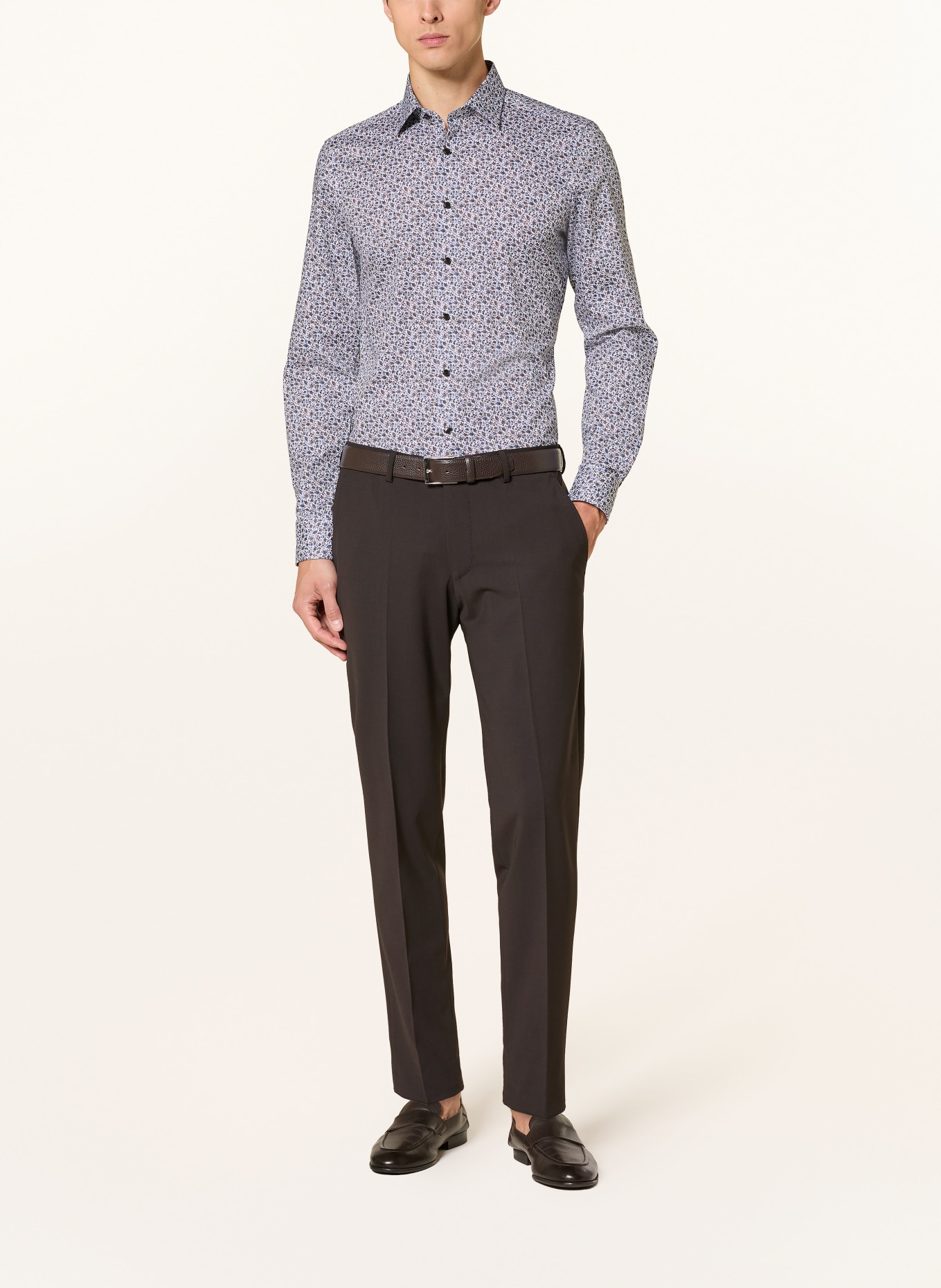 OLYMP Jerseyhemd Level Five 24/Seven body fit: BRAUN / DUNKELBLAU / WEISS