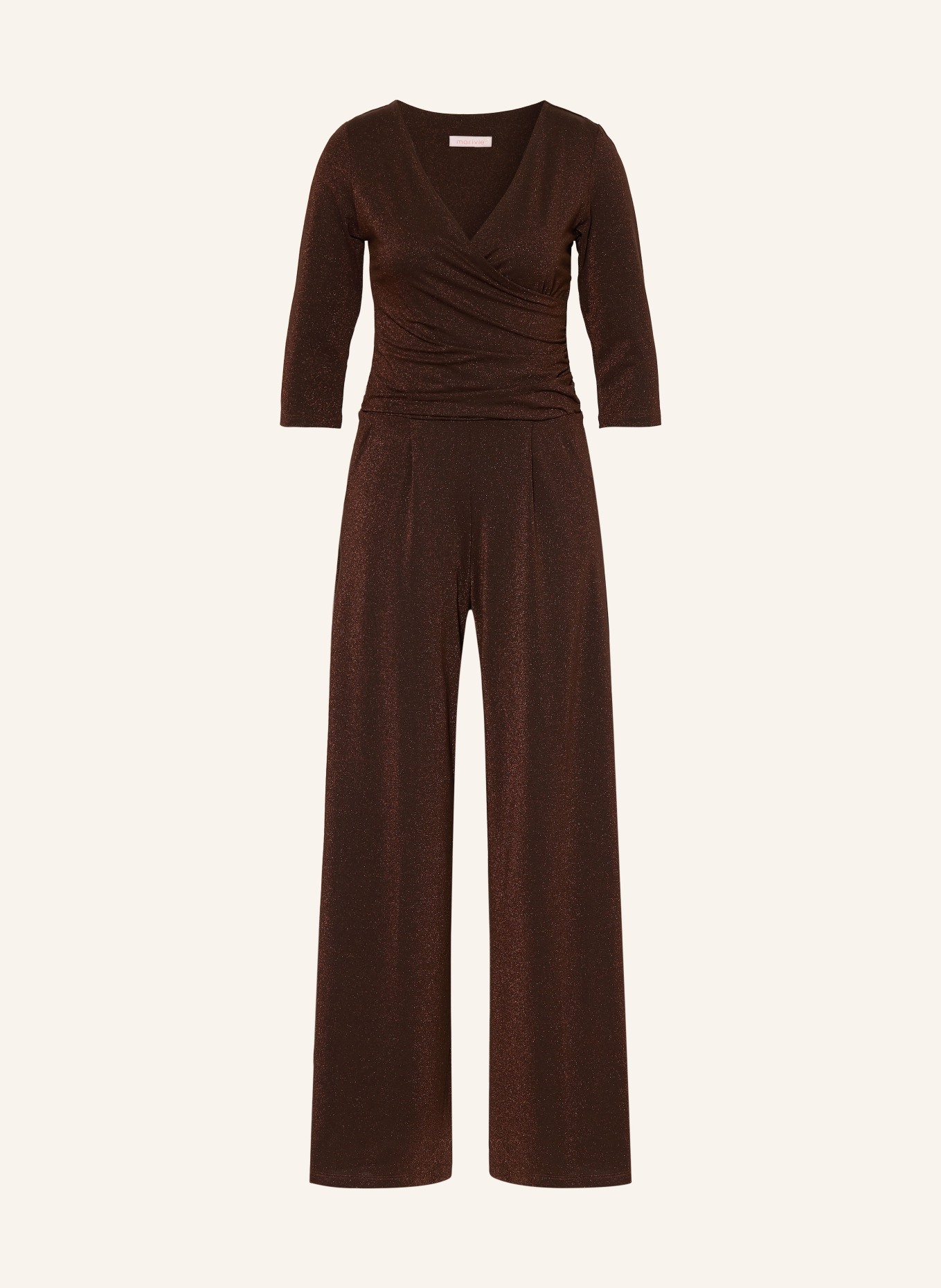 marivie Jersey jumpsuit JUMP IN! with 3/4 sleeves: DARK BROWN