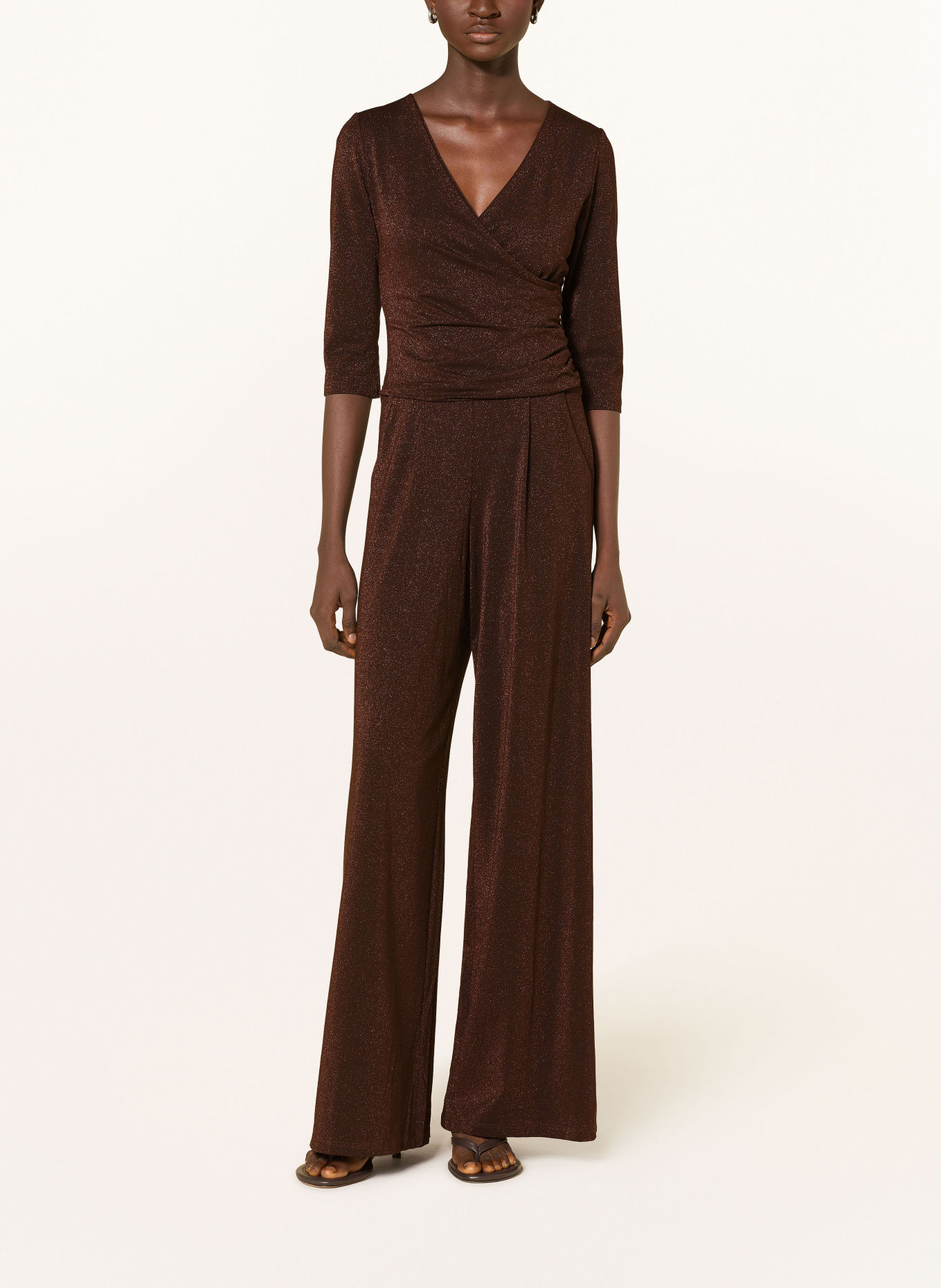 marivie Jersey jumpsuit JUMP IN! with 3/4 sleeves: DARK BROWN