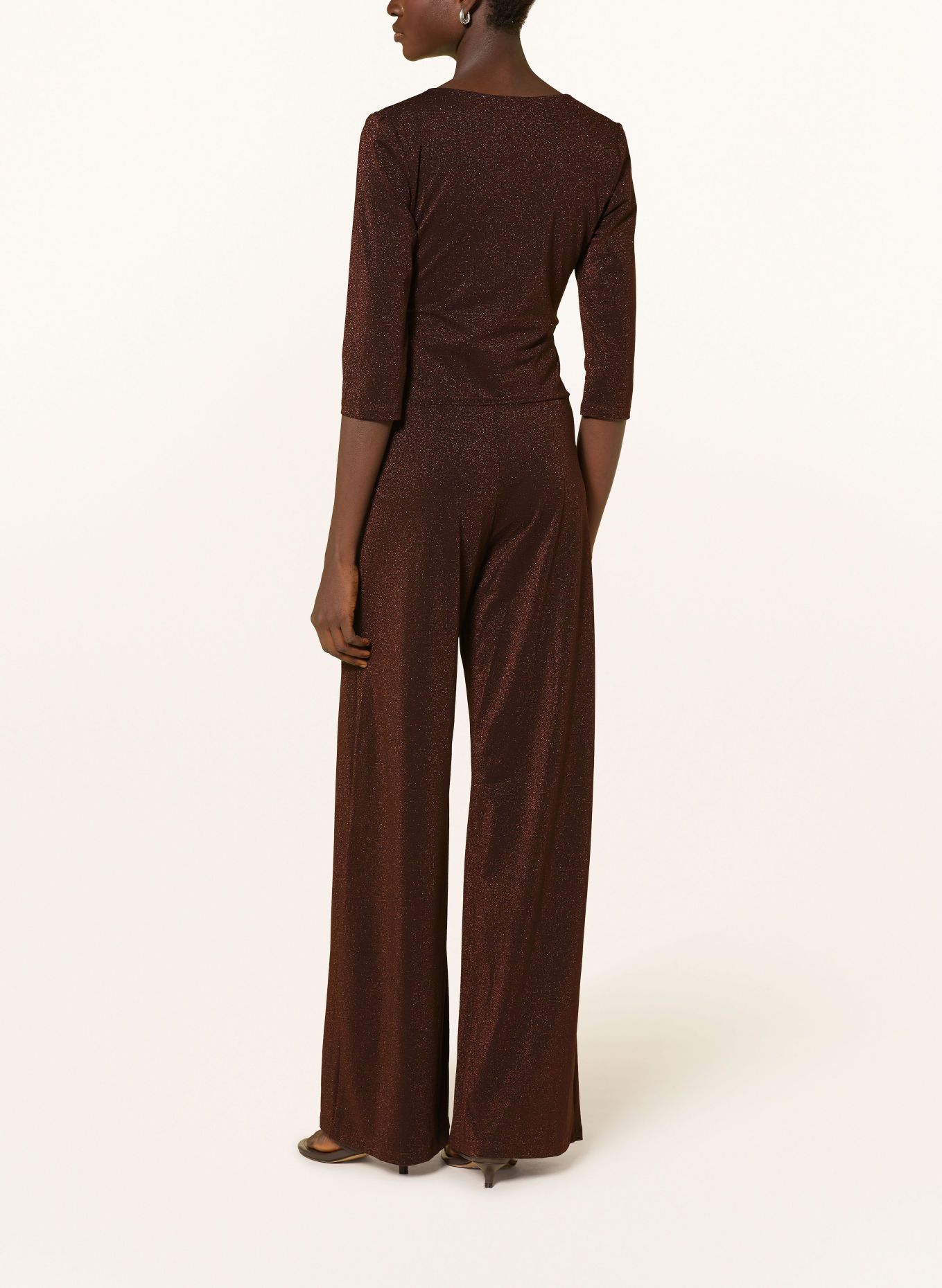 marivie Jersey jumpsuit JUMP IN! with 3/4 sleeves: DARK BROWN