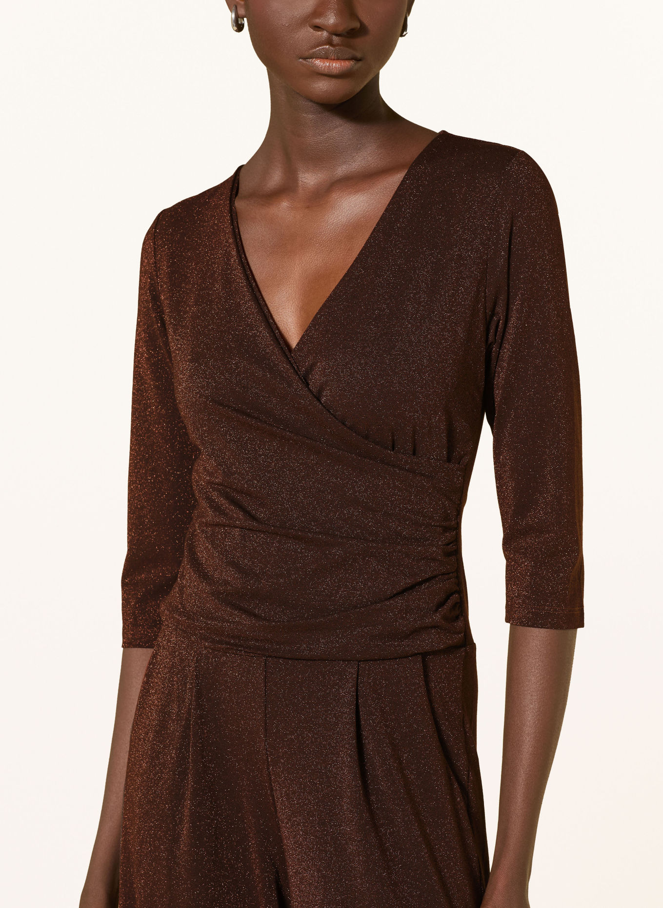 marivie Jersey jumpsuit JUMP IN! with 3/4 sleeves: DARK BROWN