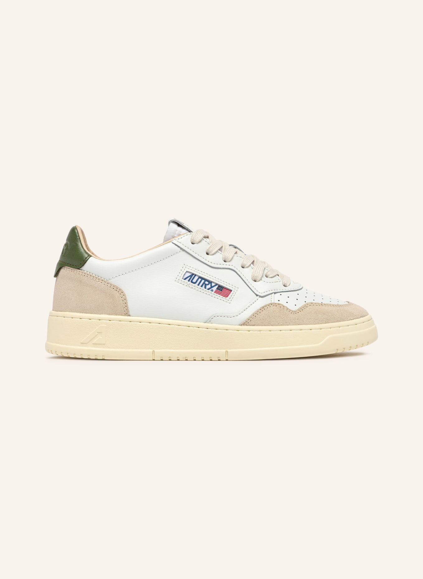 AUTRY Baskets MEDALIST LOW LS: BLANC / BEIGE / GROEN