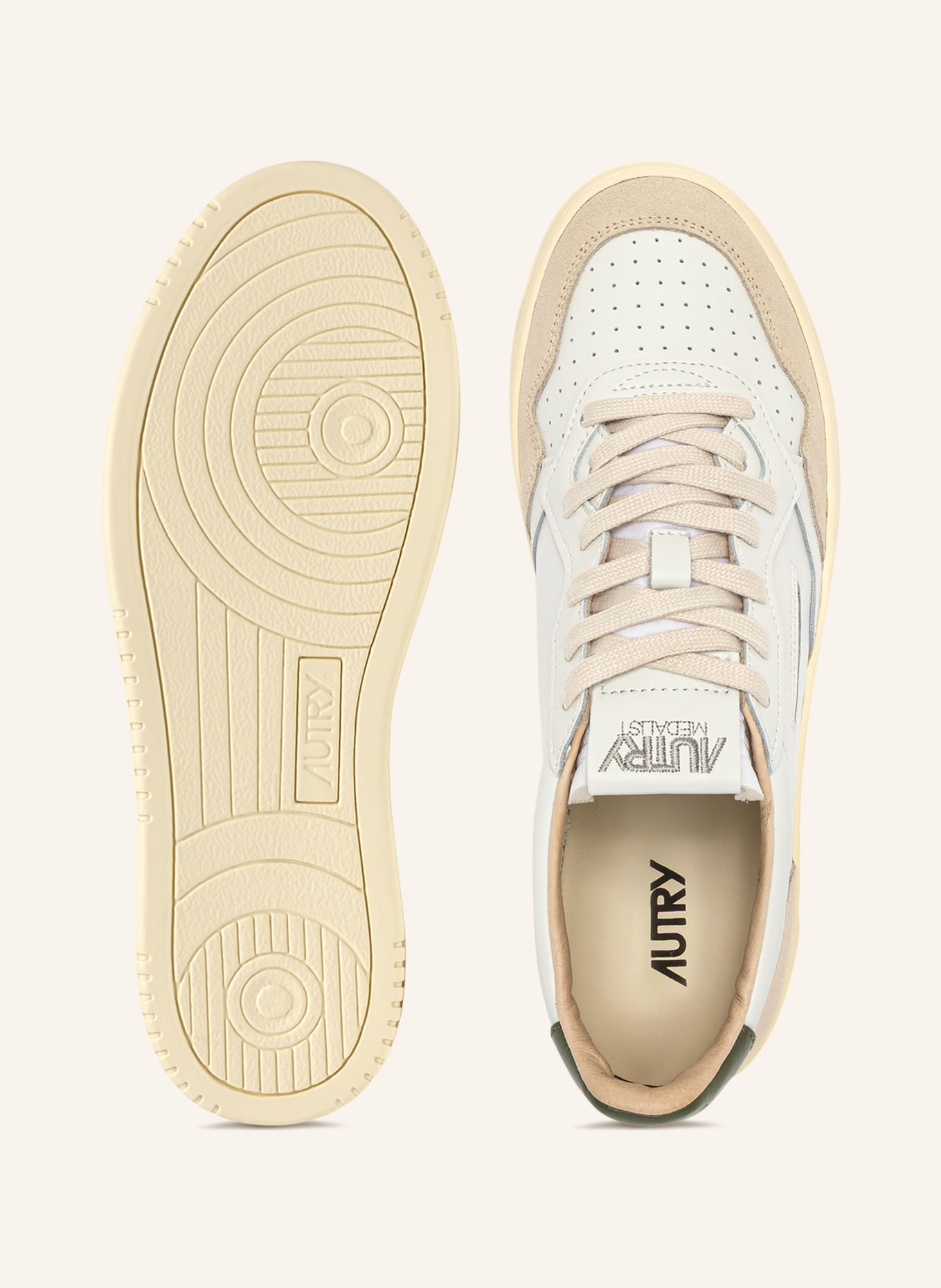 AUTRY Baskets MEDALIST LOW LS: BLANC / BEIGE / GROEN