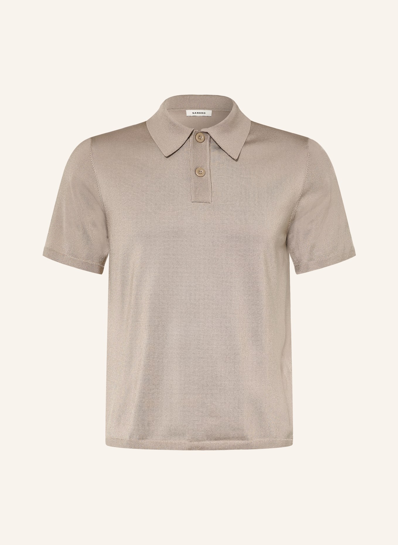 SANDRO Strick-Poloshirt: BEIGE