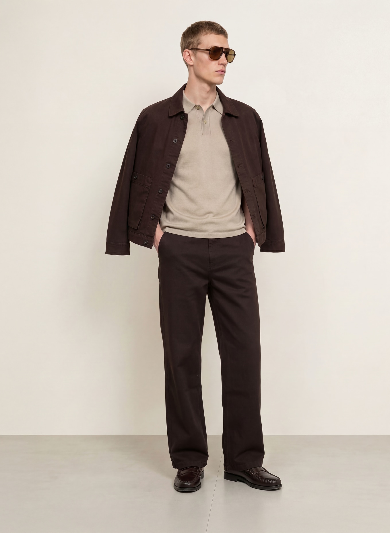 SANDRO Strick-Poloshirt: BEIGE