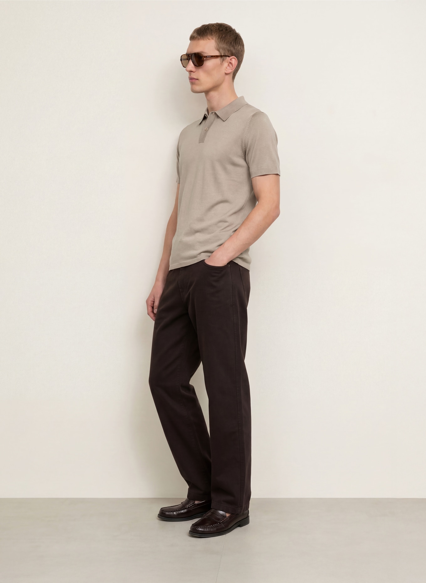 SANDRO Strick-Poloshirt: BEIGE