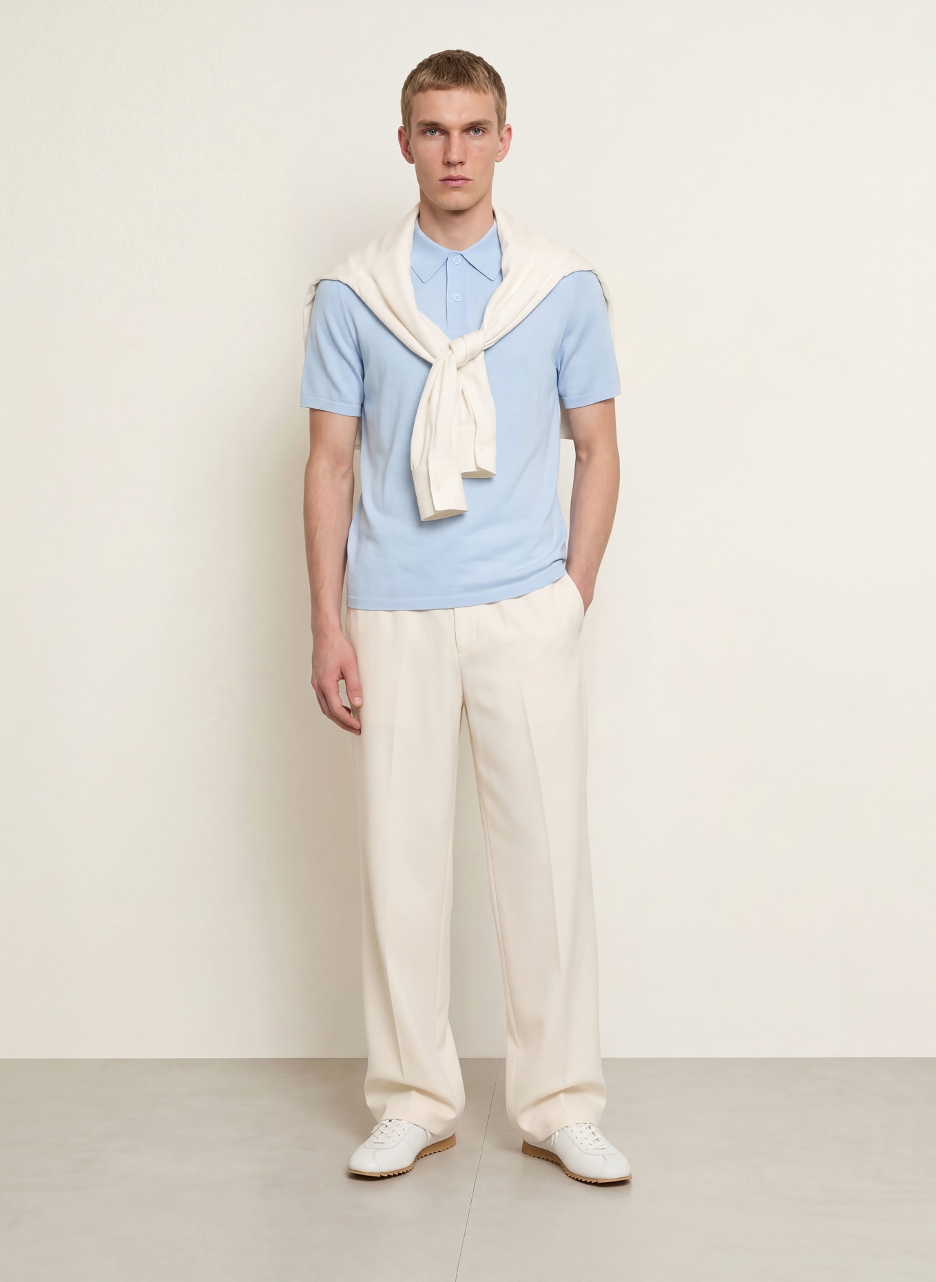 SANDRO Strick-Poloshirt: HELLBLAU