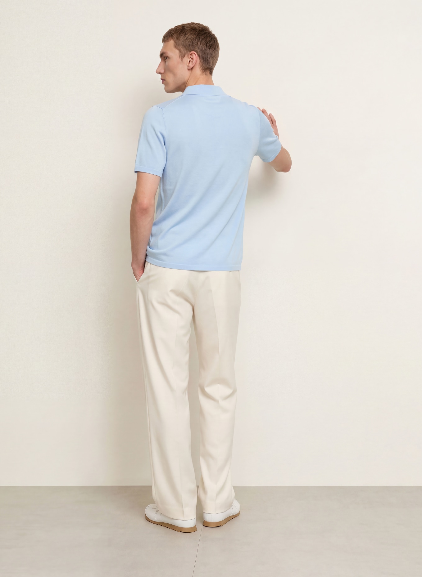 SANDRO Strick-Poloshirt: HELLBLAU