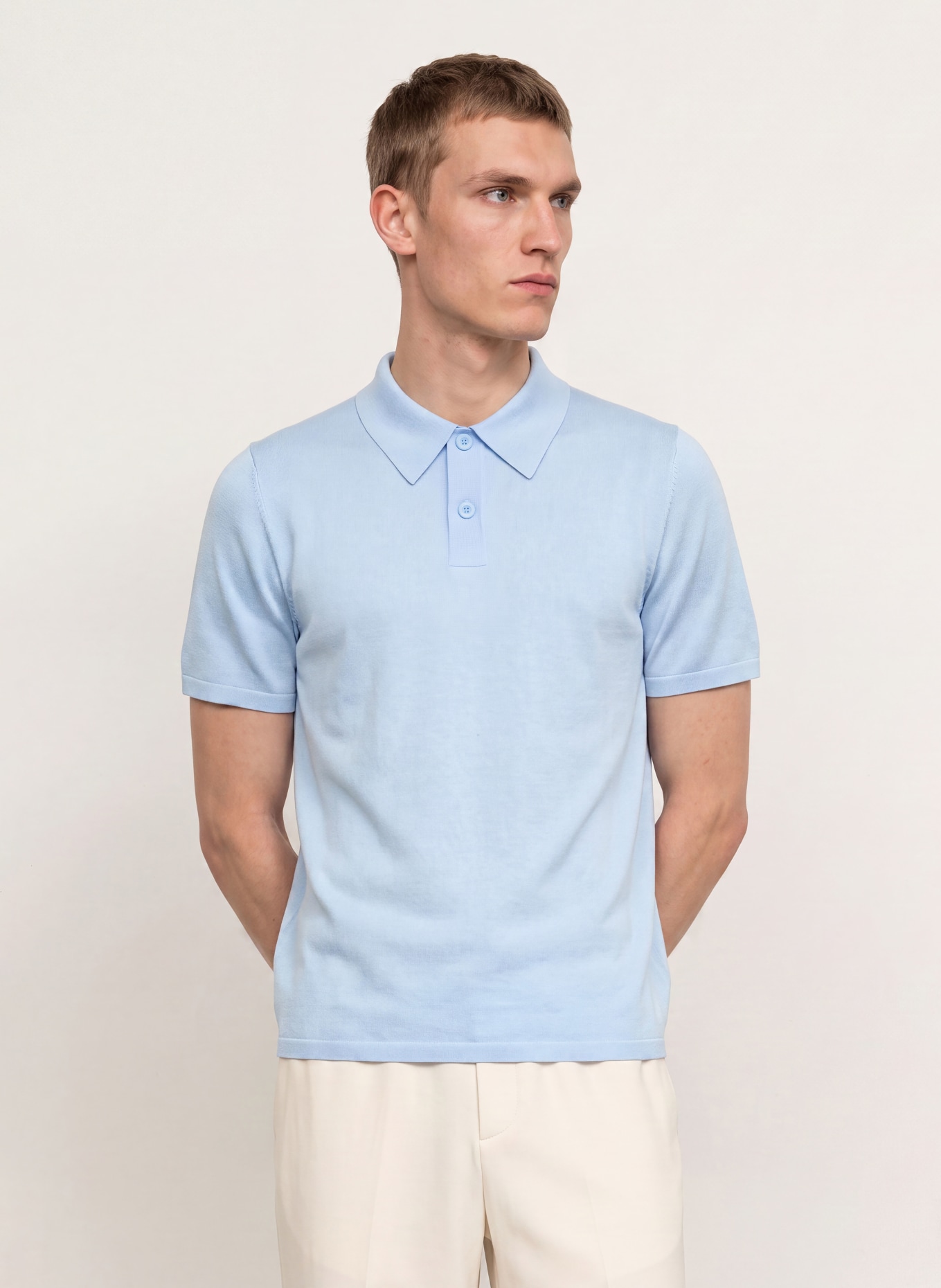 SANDRO Strick-Poloshirt: HELLBLAU