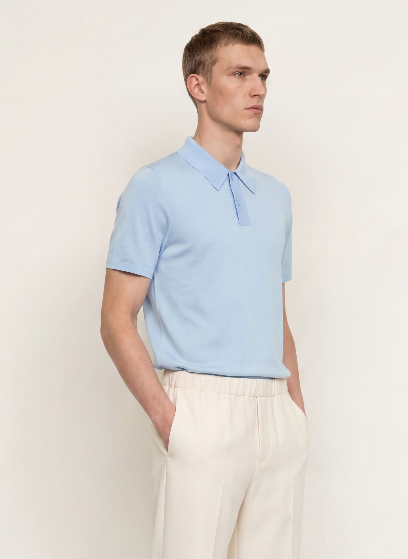 SANDRO Strick-Poloshirt: HELLBLAU