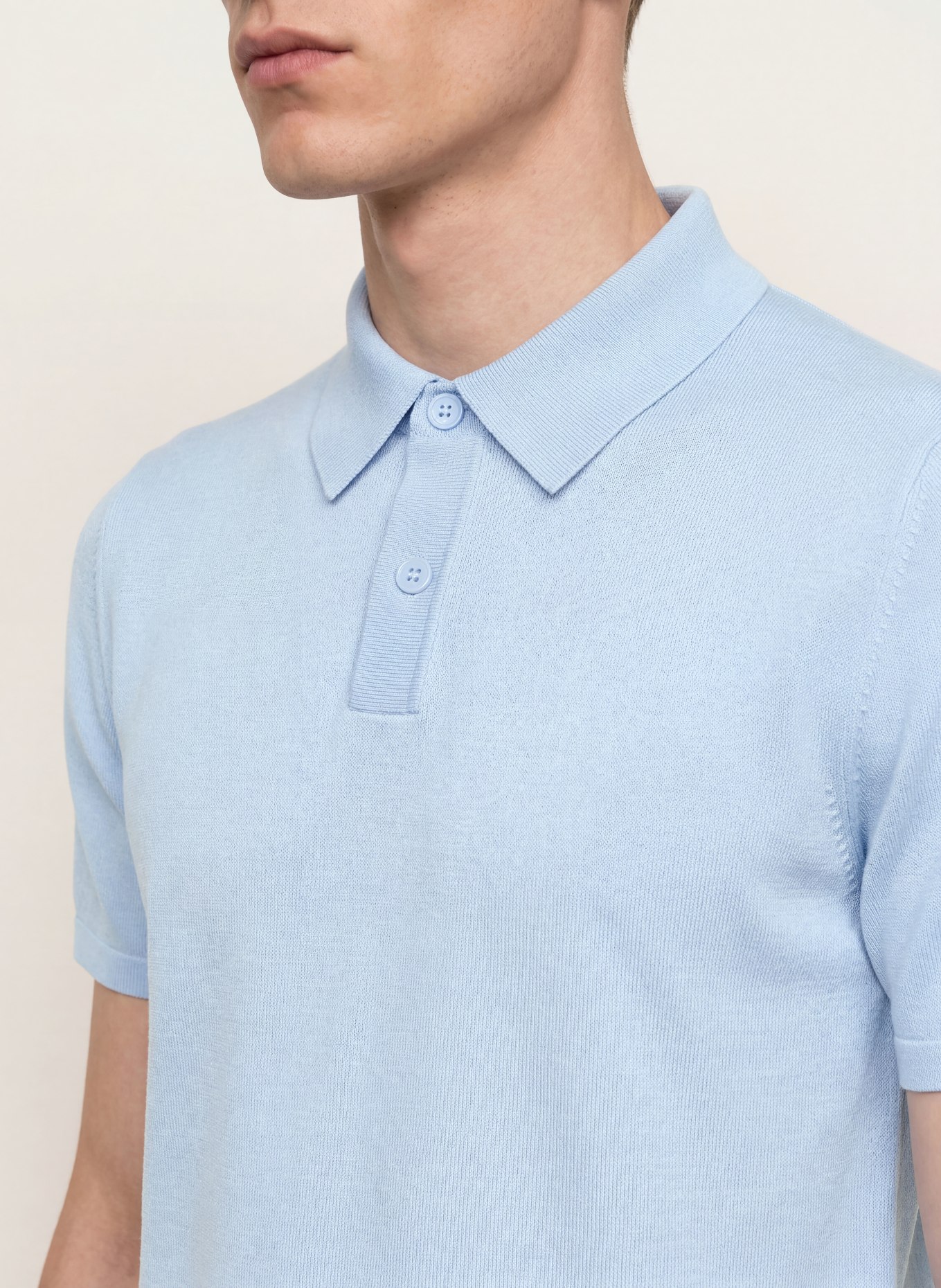 SANDRO Strick-Poloshirt: HELLBLAU