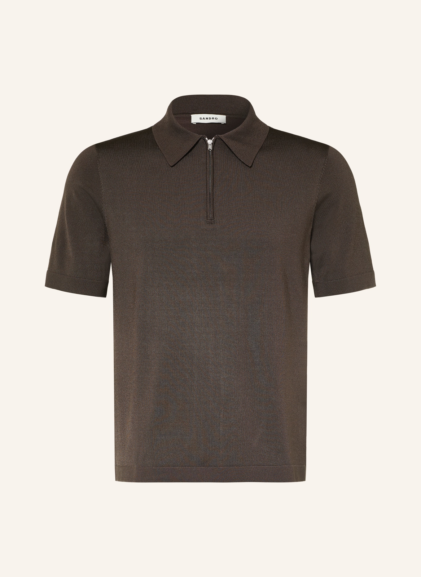 SANDRO Strick-Poloshirt: DUNKELBRAUN