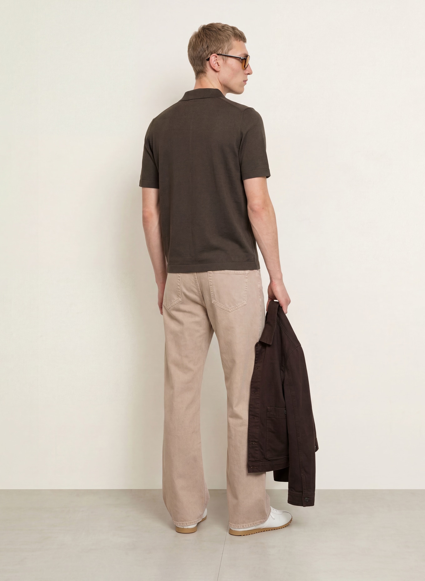 SANDRO Strick-Poloshirt: DUNKELBRAUN