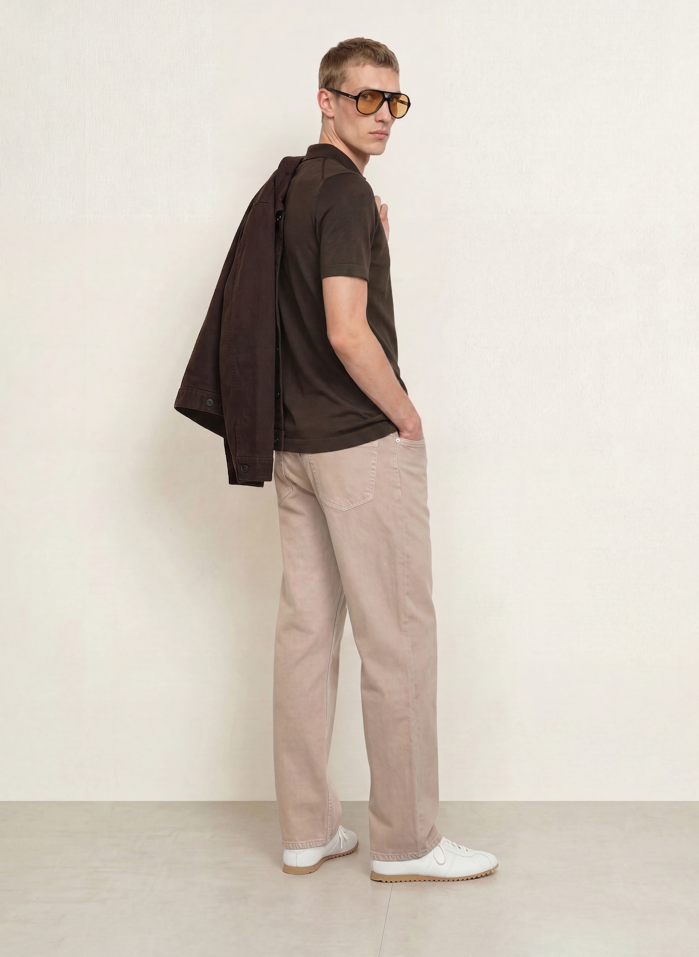SANDRO Strick-Poloshirt: DUNKELBRAUN
