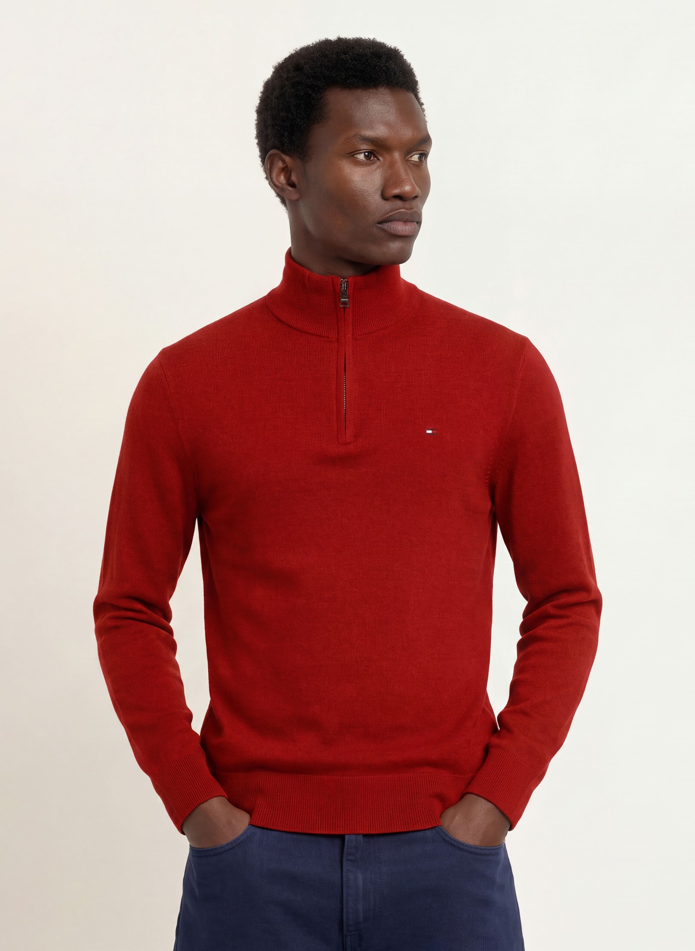 TOMMY HILFIGER Half-zip sweater: RED