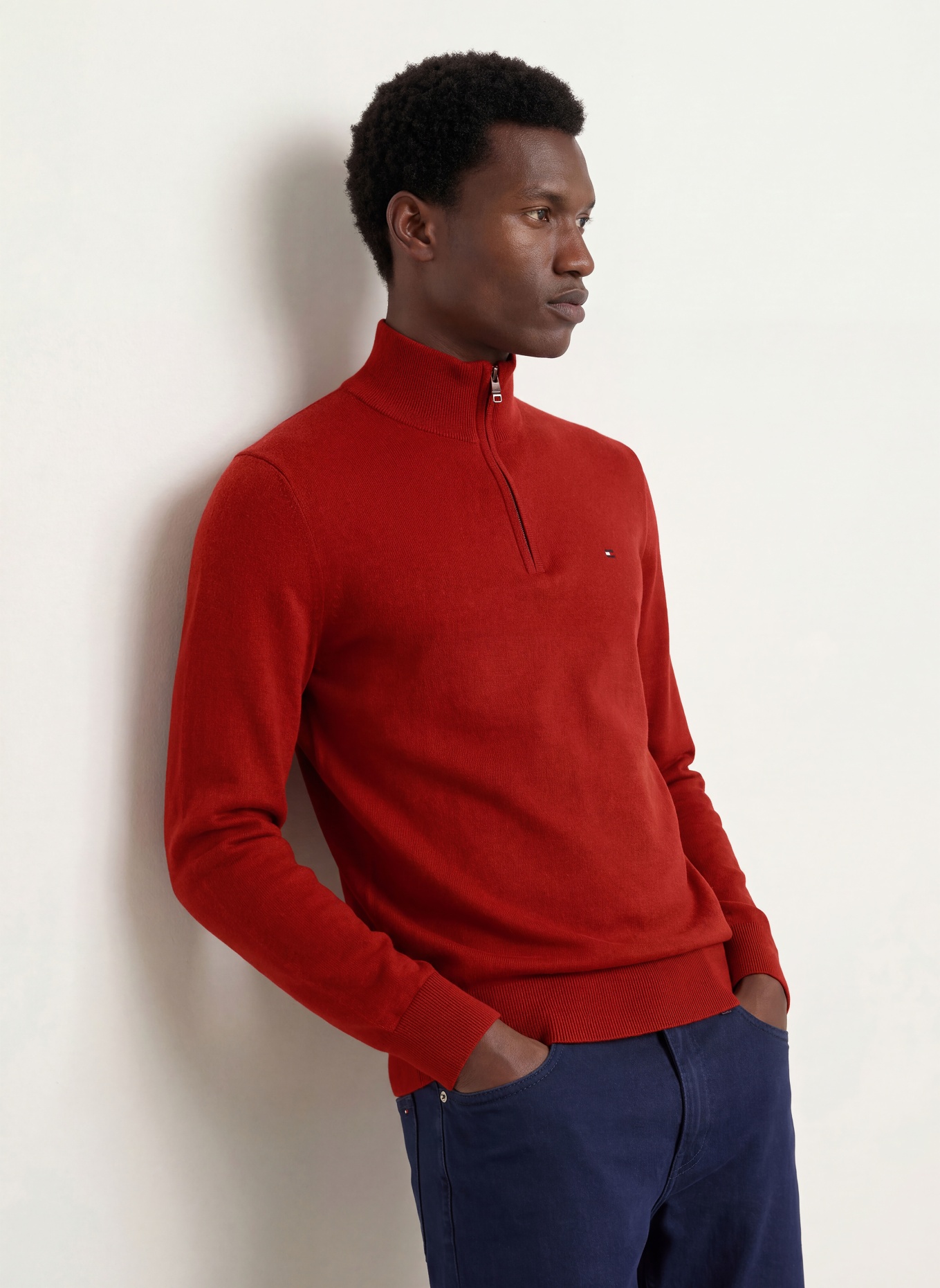 TOMMY HILFIGER Half-zip sweater: RED