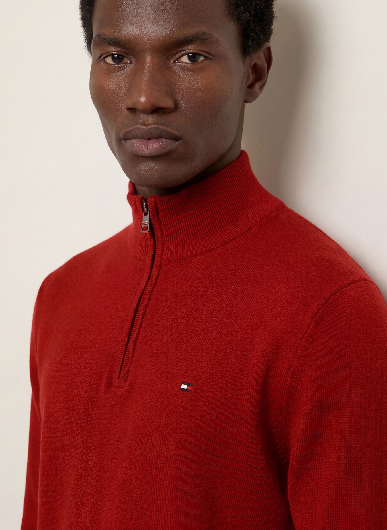 TOMMY HILFIGER Half-zip sweater: RED