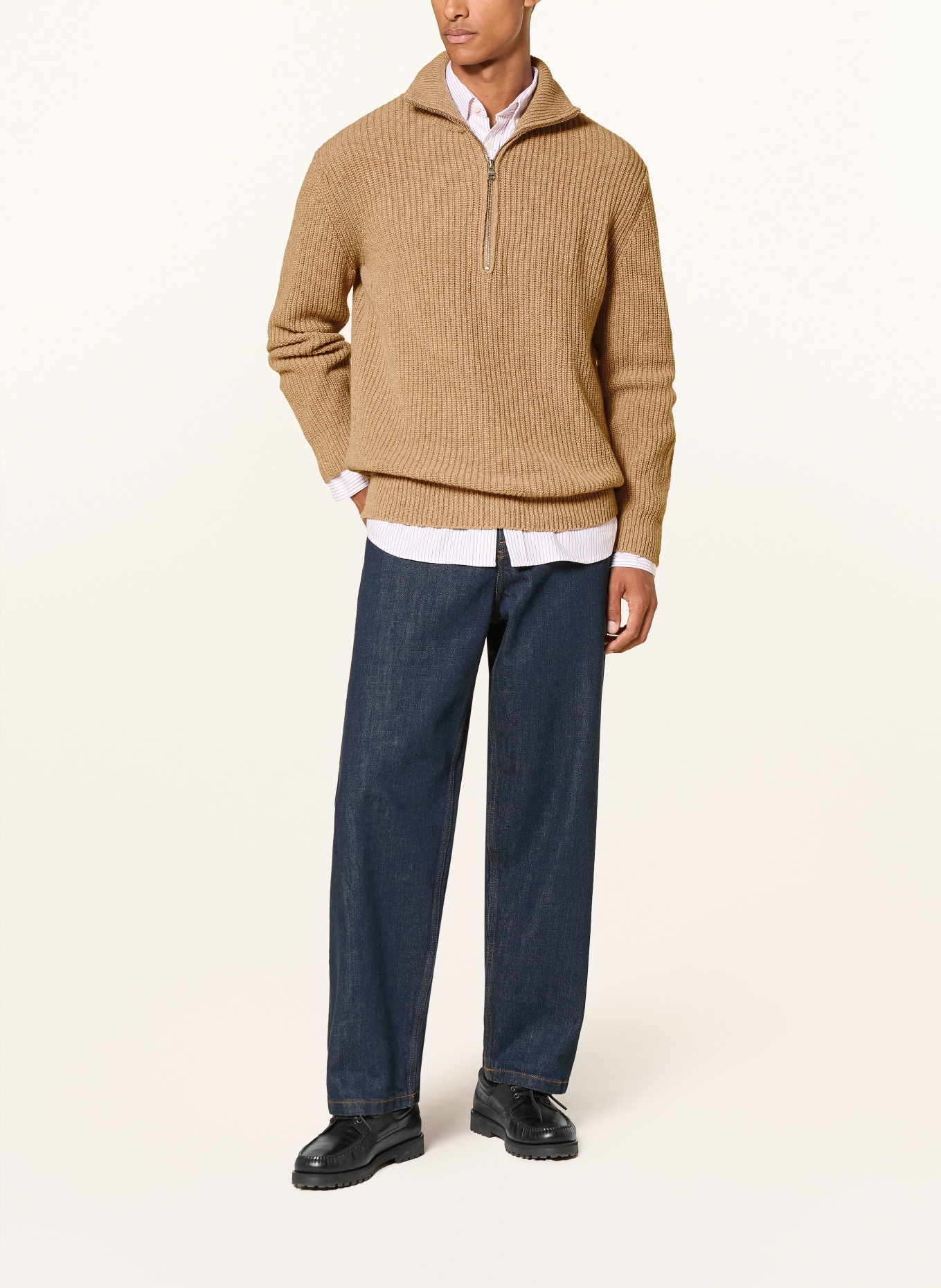 CLOSED Half-zip sweater: CAMEL