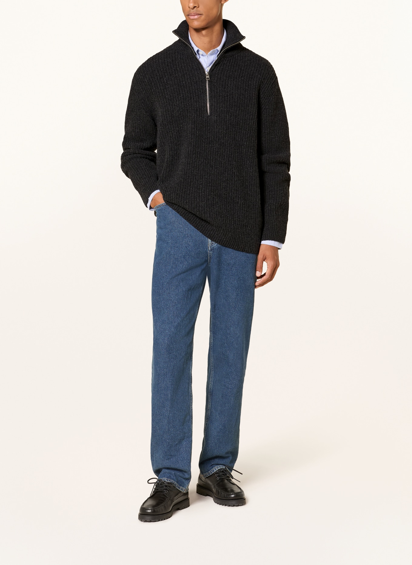 CLOSED Half-zip sweater: BLACK