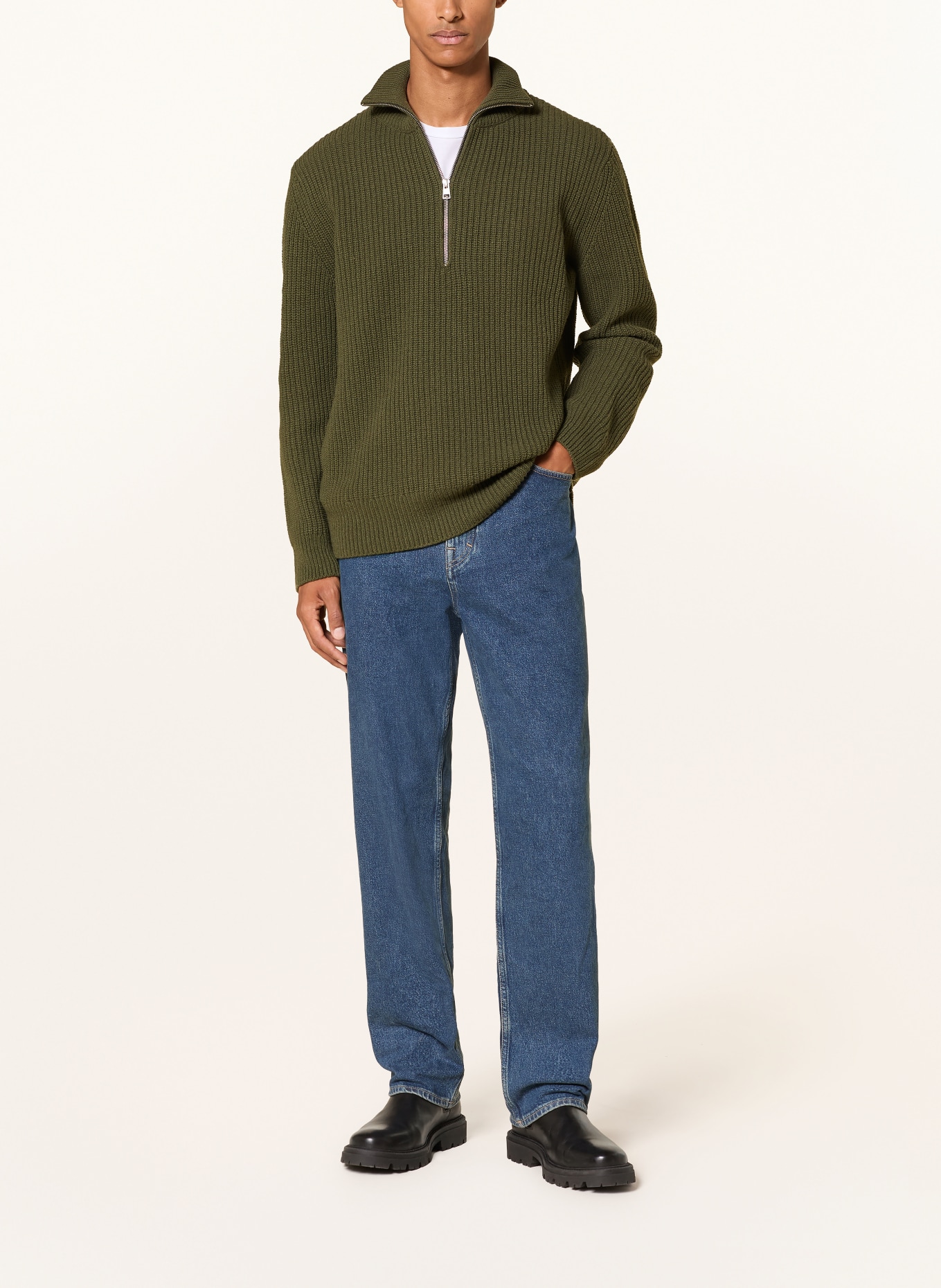 CLOSED Half-zip sweater: DARK GREEN
