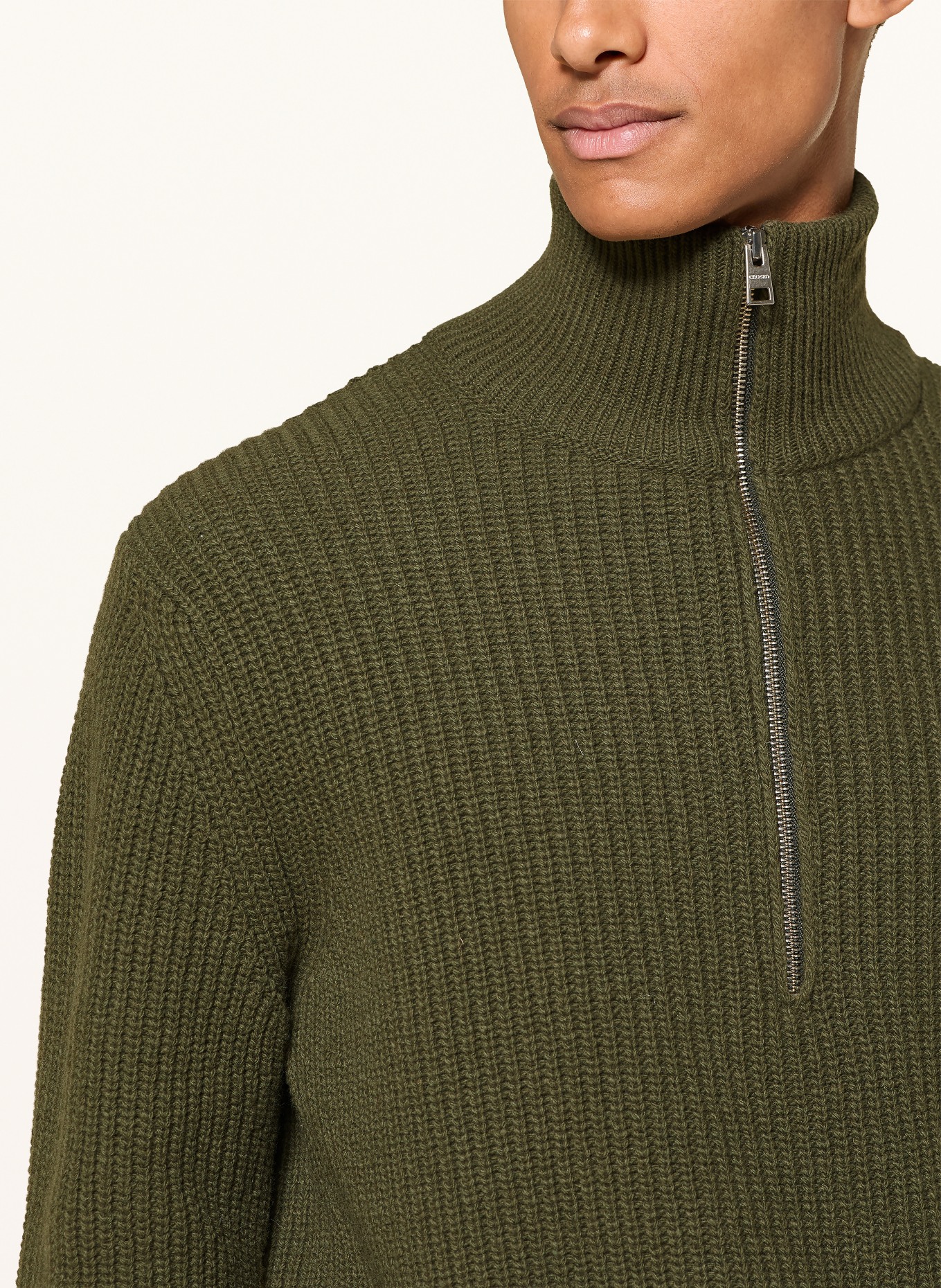 CLOSED Half-zip sweater: DARK GREEN